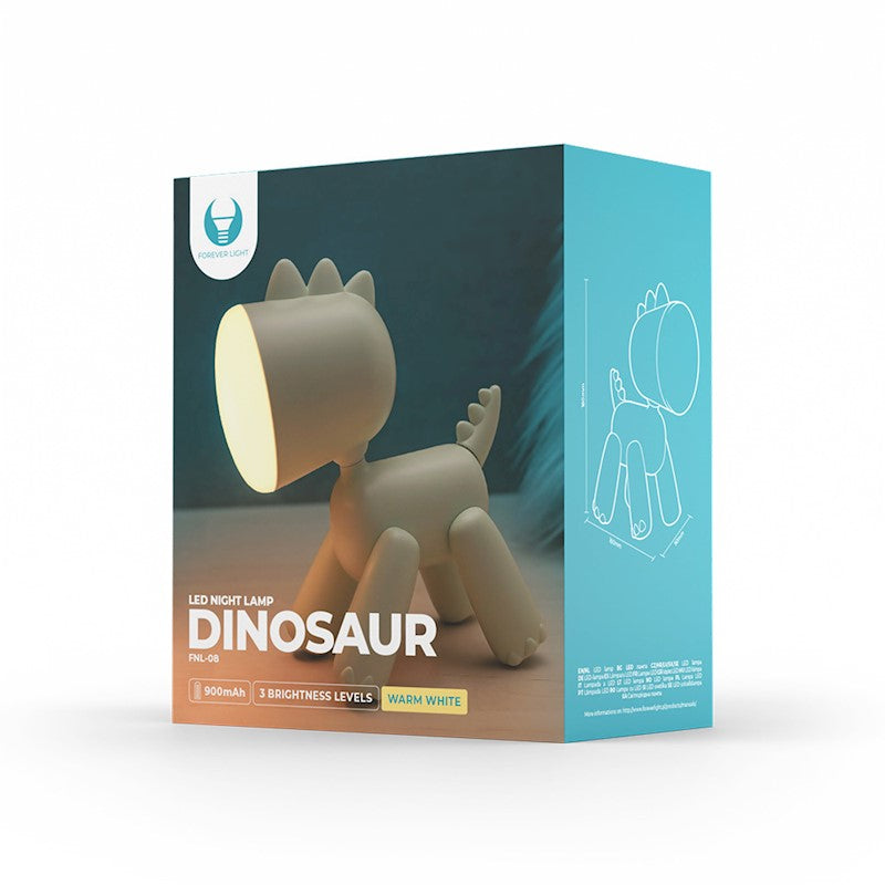 Forever Light - LED Night Lamp - Dinosaur FNL-08 - Φωτιστικό LED σε σχήμα Δεινοσαύρου με ενσωματωμένο διακόπτη στην ουρά του
