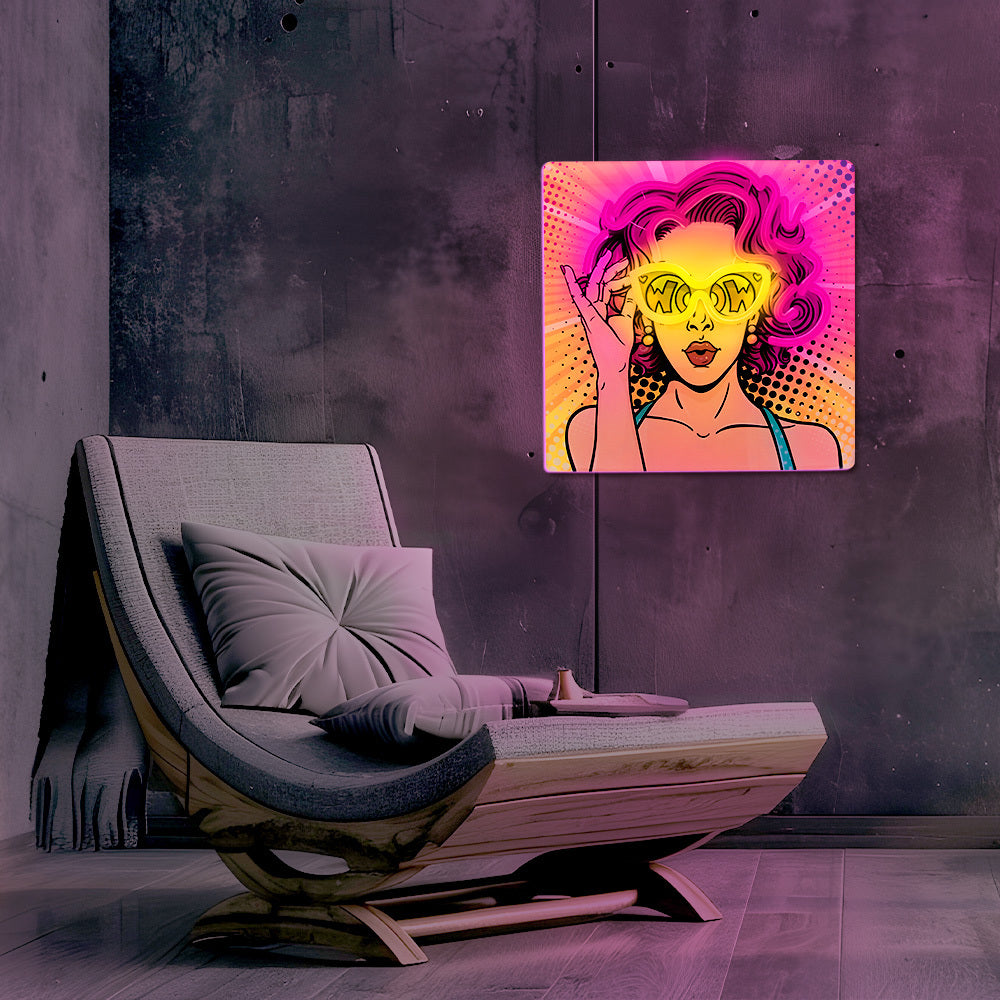 Forever Light Art LED Power Woman yellow-purple - Διακοσμητικό Φωτιστικό Neon σε Κιτρινο - Μωβ χρώμα