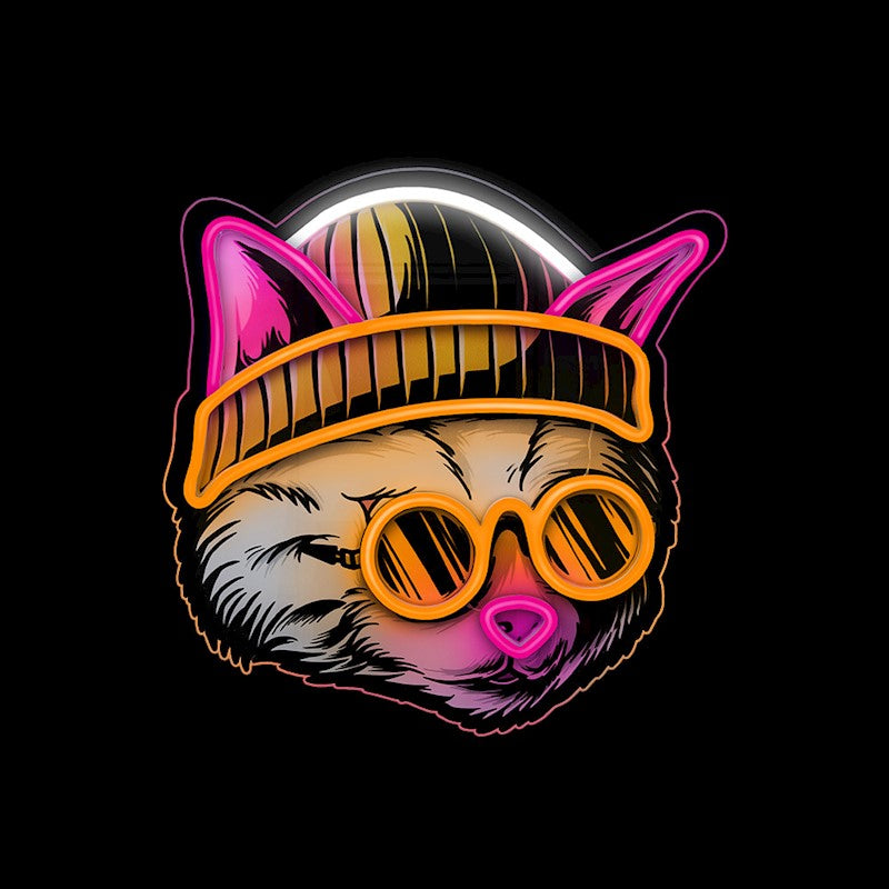 Forever Light Neon Art LED Cat Dreamer - Διακοσμητικό φωτιστικό τοίχου