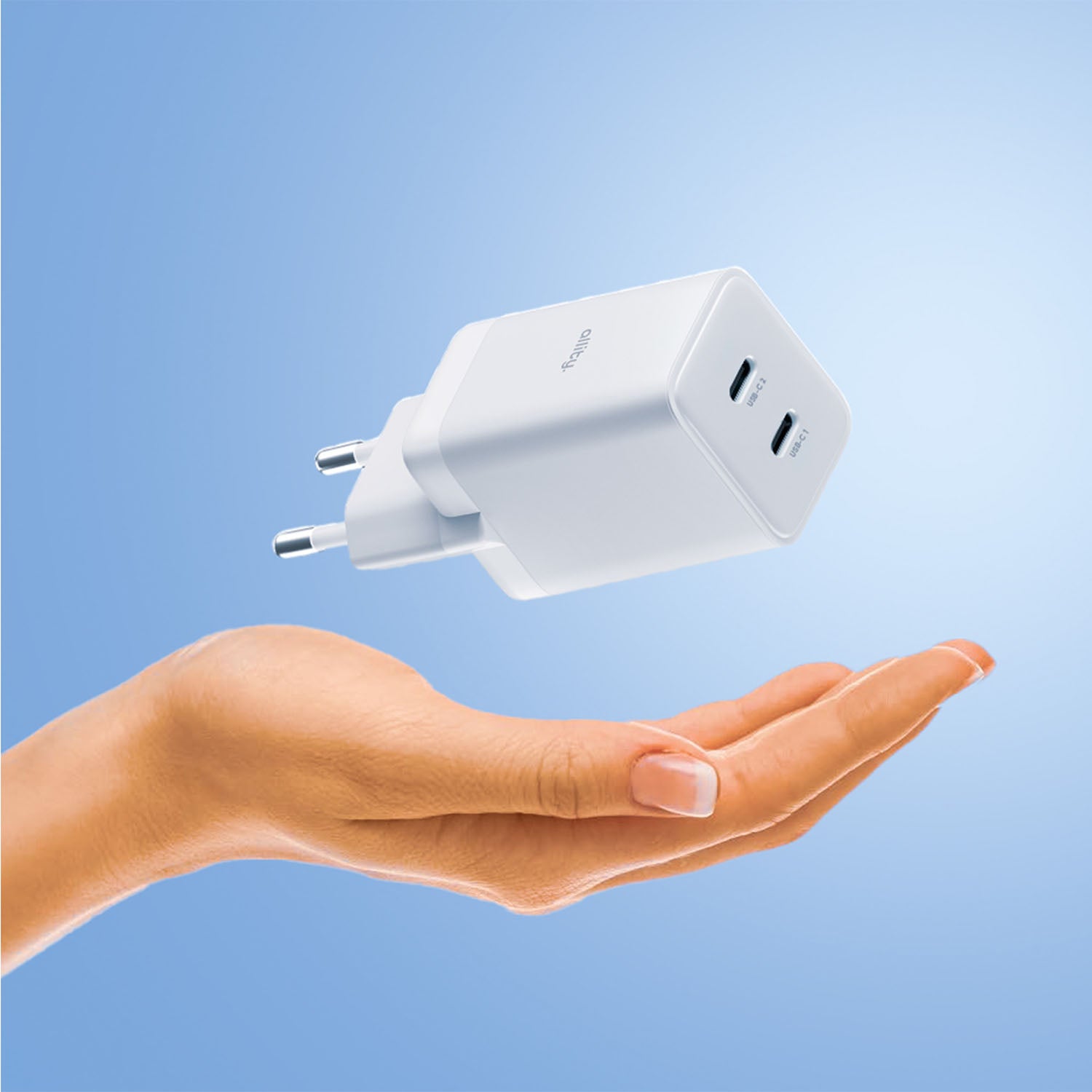 Φορτιστής τοίχου Allity GaN PD QC ATC-01-45WCC 2x USB-c 45W λευκός