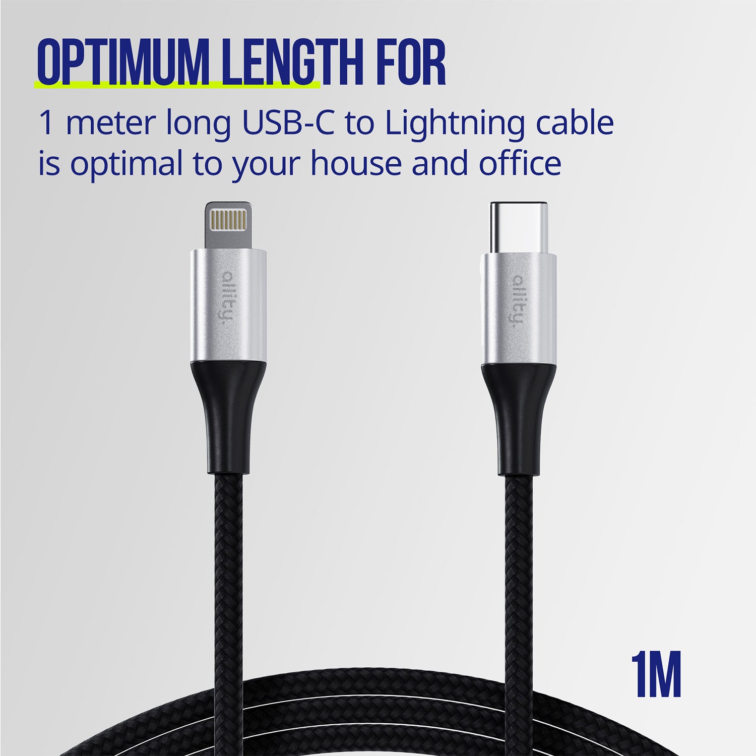 Καλώδιο Allity AUC-01 USB-c - lightning 1,0 m 27W μαύρο