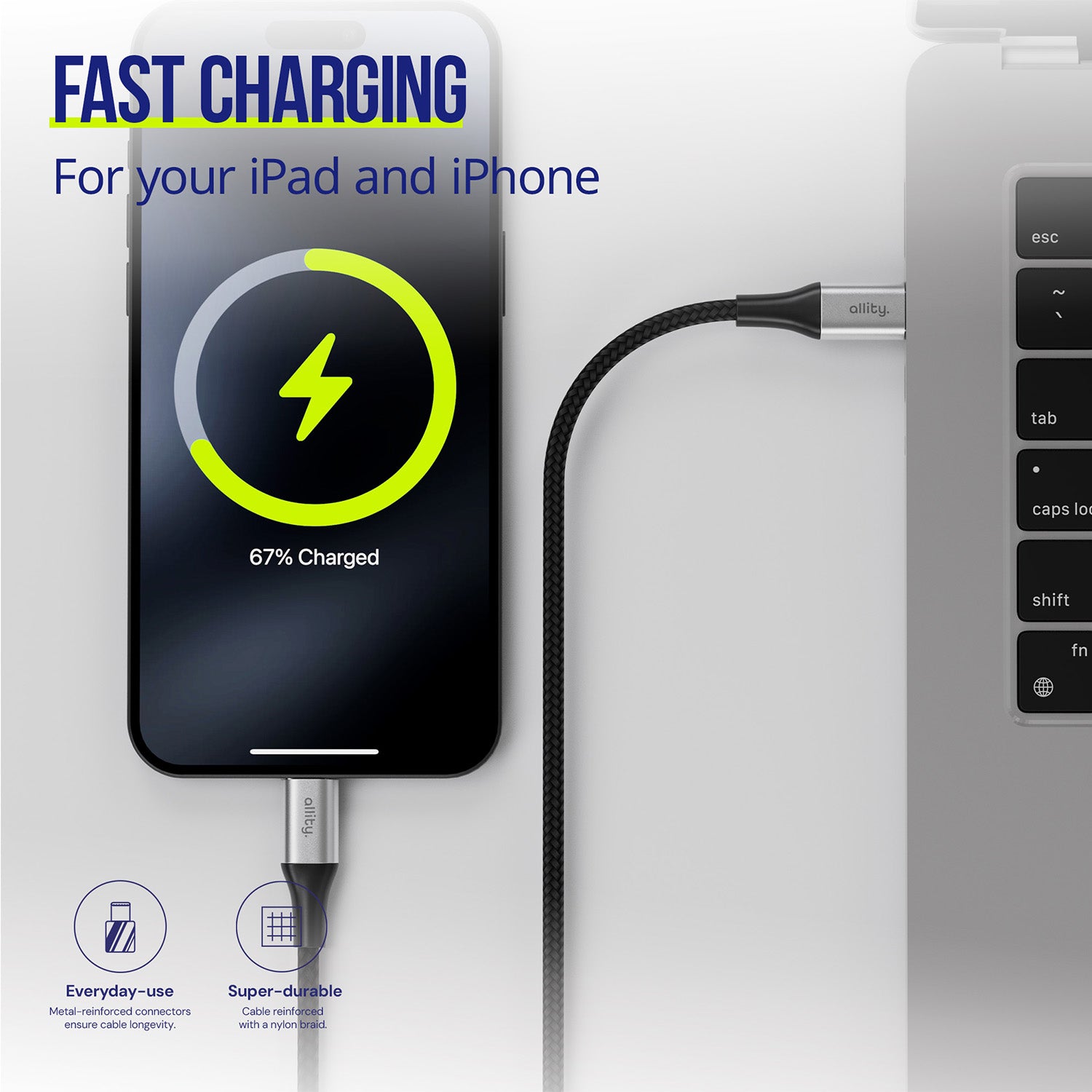 Καλώδιο Allity AUC-01 USB-c - lightning 2,0 m 27W μαύρο