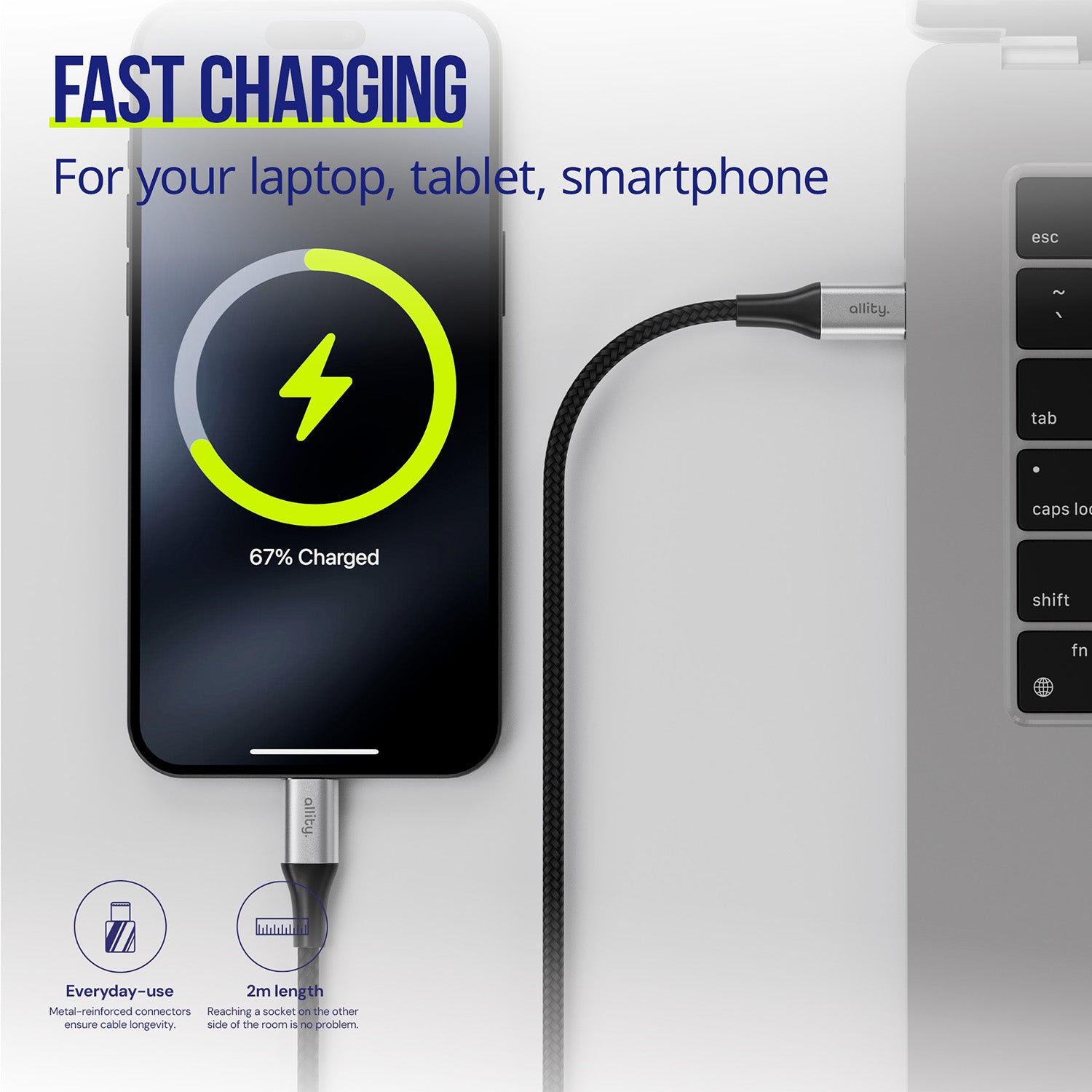 Καλώδιο Allity AUC-01 USB-c - USB-c 2,0 m 100W μαύρο
