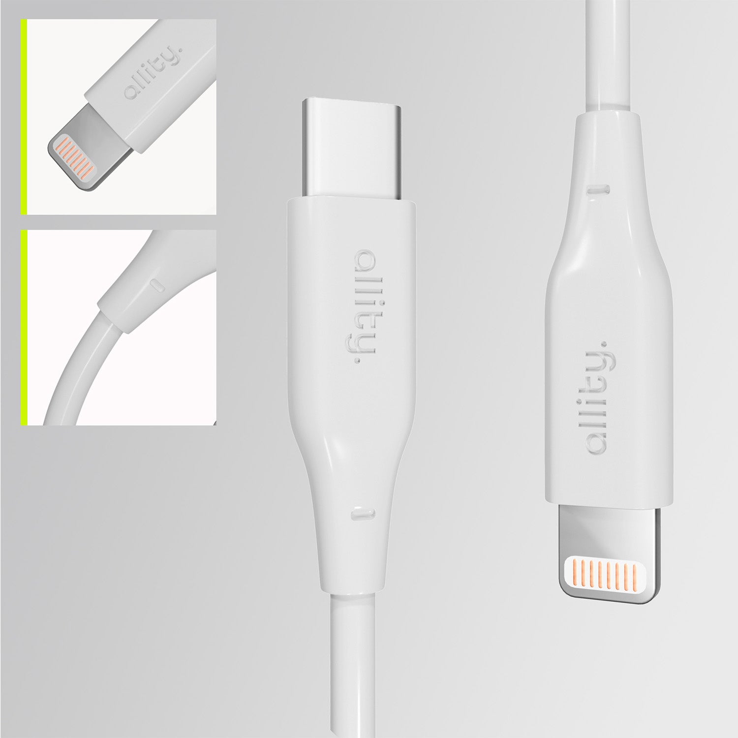 Καλώδιο Allity AUC-02 USB-c - lightning 1,0 m 27W λευκό