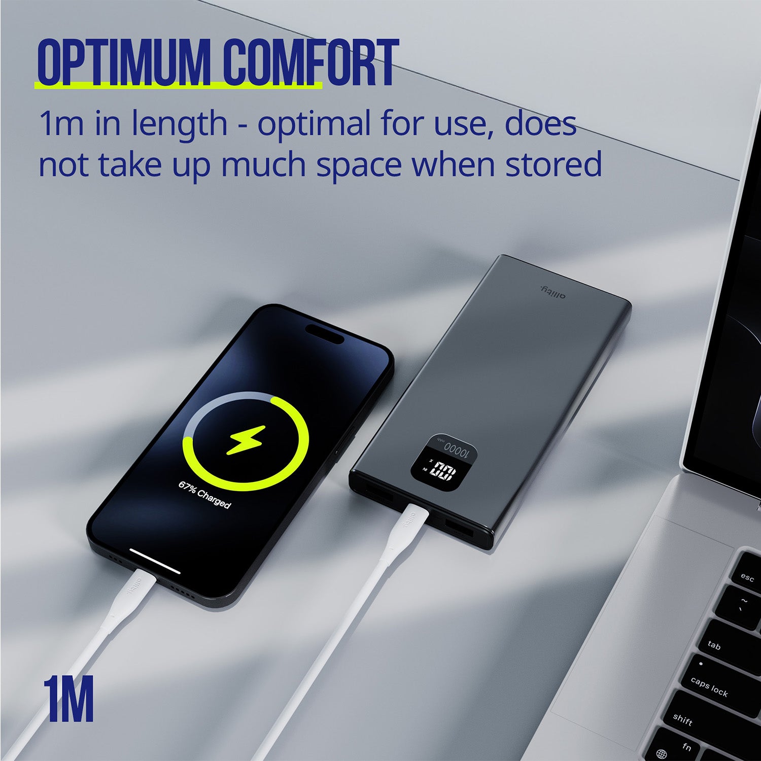 Καλώδιο Allity AUC-02 USB-c - USB-c 1,0 m 60W λευκό