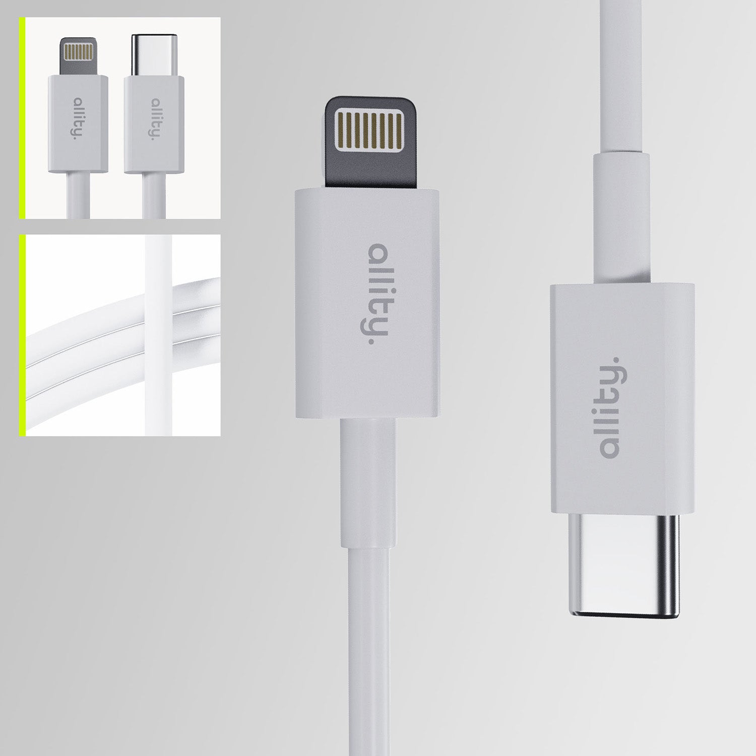 Καλώδιο Allity AUC-03 USB-C - lightning 2,0 m 27W λευκό