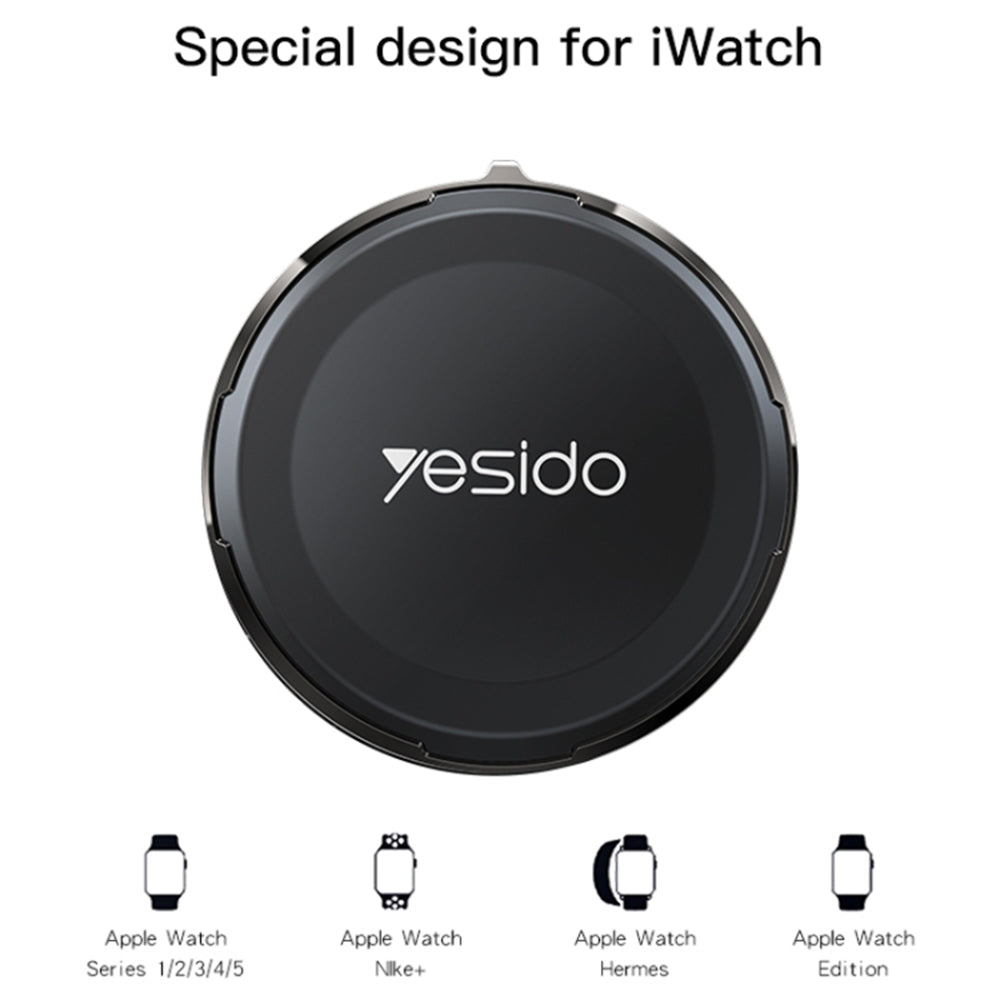 Yesido - Wireless Charger (DS18) - Portable, for Apple Watch, Zinc Alloy, 2.5W - Black