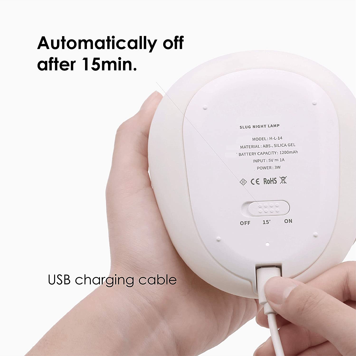 Designnest® Slug Night Lamp |MUID| Φωτάκι νυκτός γυμνοσάλιαγκας από μαλακή σιλικόνη με χρονοδιακόπτη
