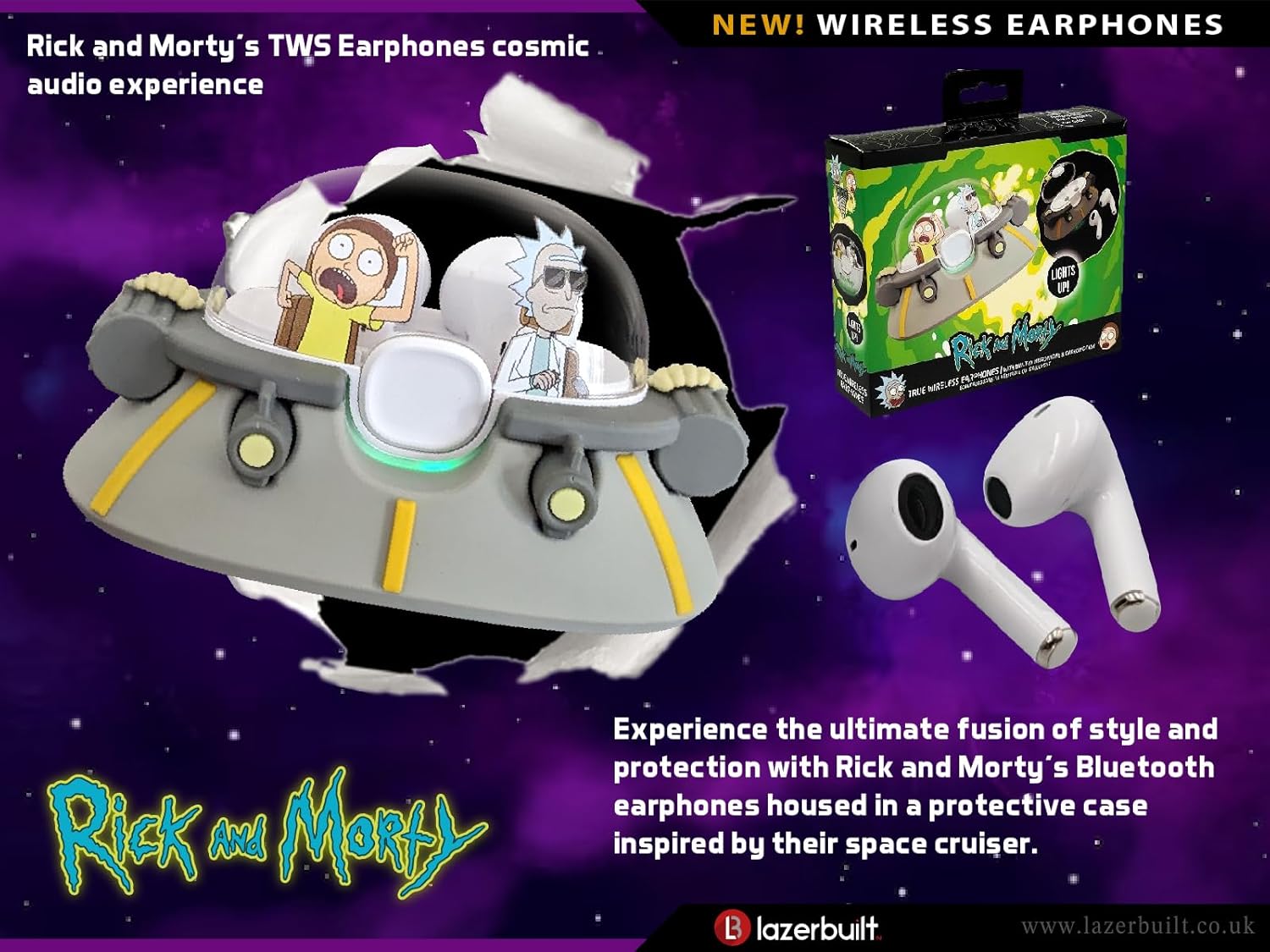 Lazerbuilt Rick & Morty Space Cruiser True Wireless Bluetooth Ακουστικά