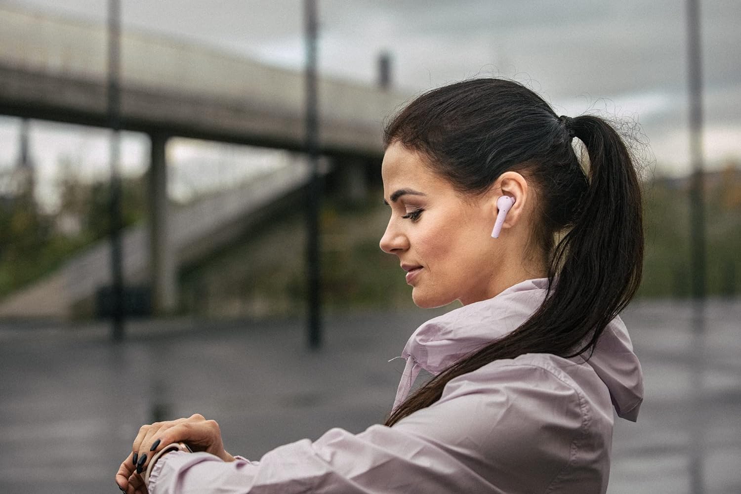 Defunc TRUE SPORT Bluetooth 5.2 Ασύρματα Αθλητικά True Wireless Ακουστικά με θήκη (ροζ)