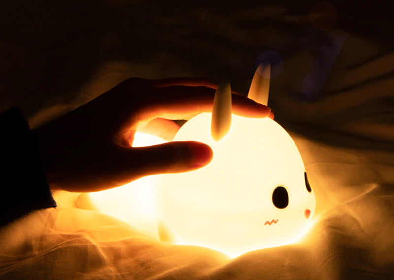 Designnest® Meng Rabbit Night Lamp Κουνελάκι Φωτιστικό νυκτός από μαλακή σιλικόνη με χρονοδιακόπτη