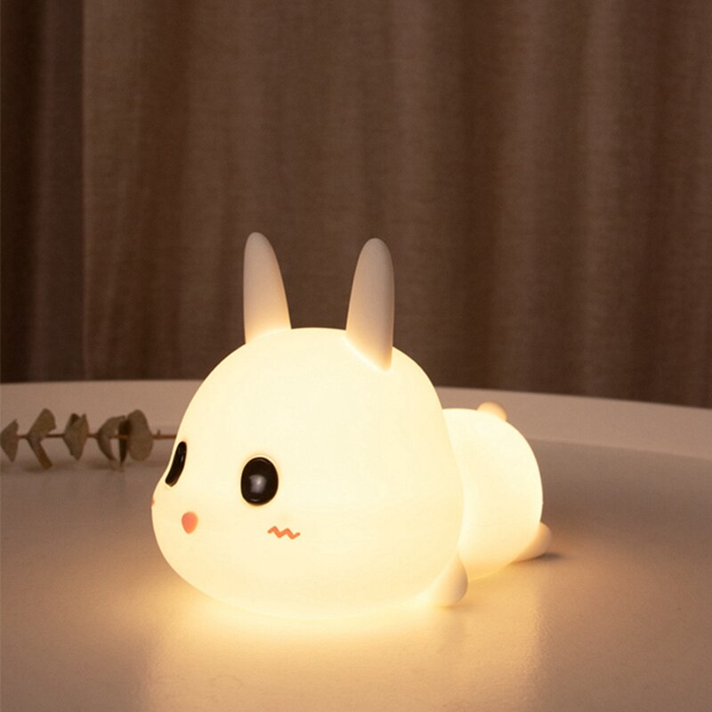 Designnest® Meng Rabbit Night Lamp Κουνελάκι Φωτιστικό νυκτός από μαλακή σιλικόνη με χρονοδιακόπτη
