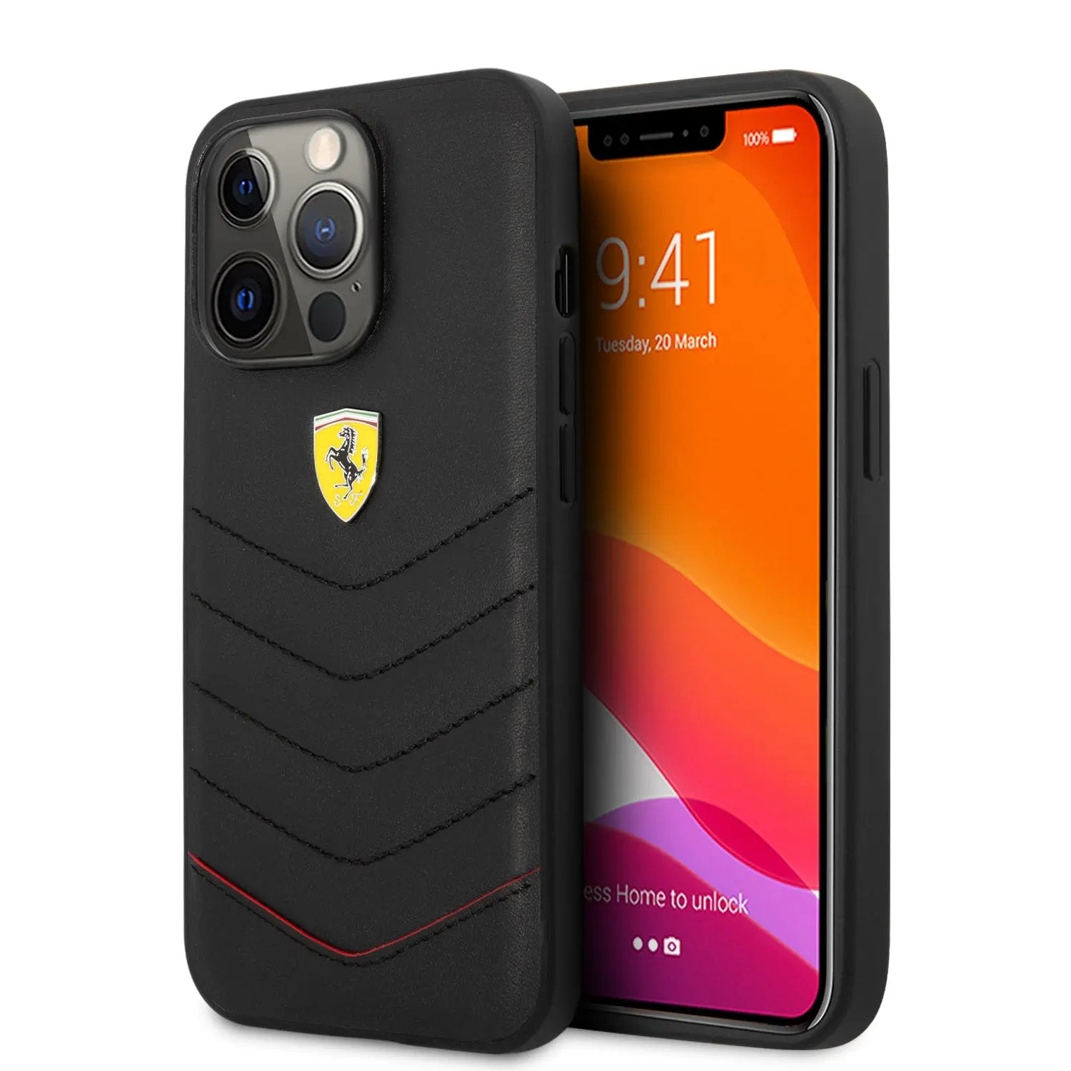 Ferrari "off Track" Quilted Leather Case Θήκη Προστασίας Απο Γνησιο Καπιτονε Δερμα – Iphone 13 Pro Max (μαυρη/quilted Leather/3d Logo) – PhoneBazaar