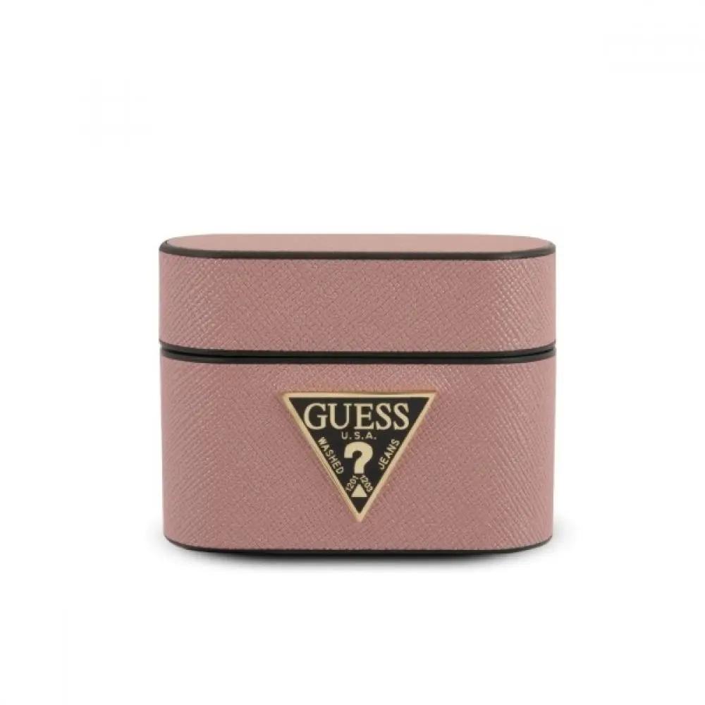 Guess Triangle Logo PU Leather Case Θήκη προστασίας από μαλακή δερματίνη Saffiano για Apple Airpods Pro (Rose Gold – GUACAPVSATMLPI) – PhoneBazaar