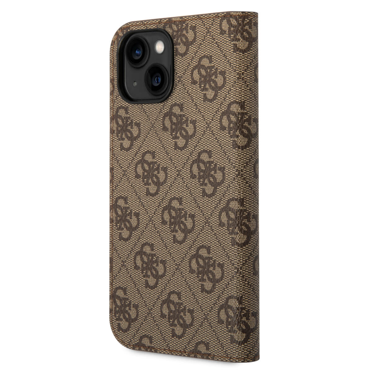 Guess “4G Logo Collection” Script Metal Logo Θήκη προστασίας από δερματίνη τύπου folio – iPhone 14 Plus (Καφέ)