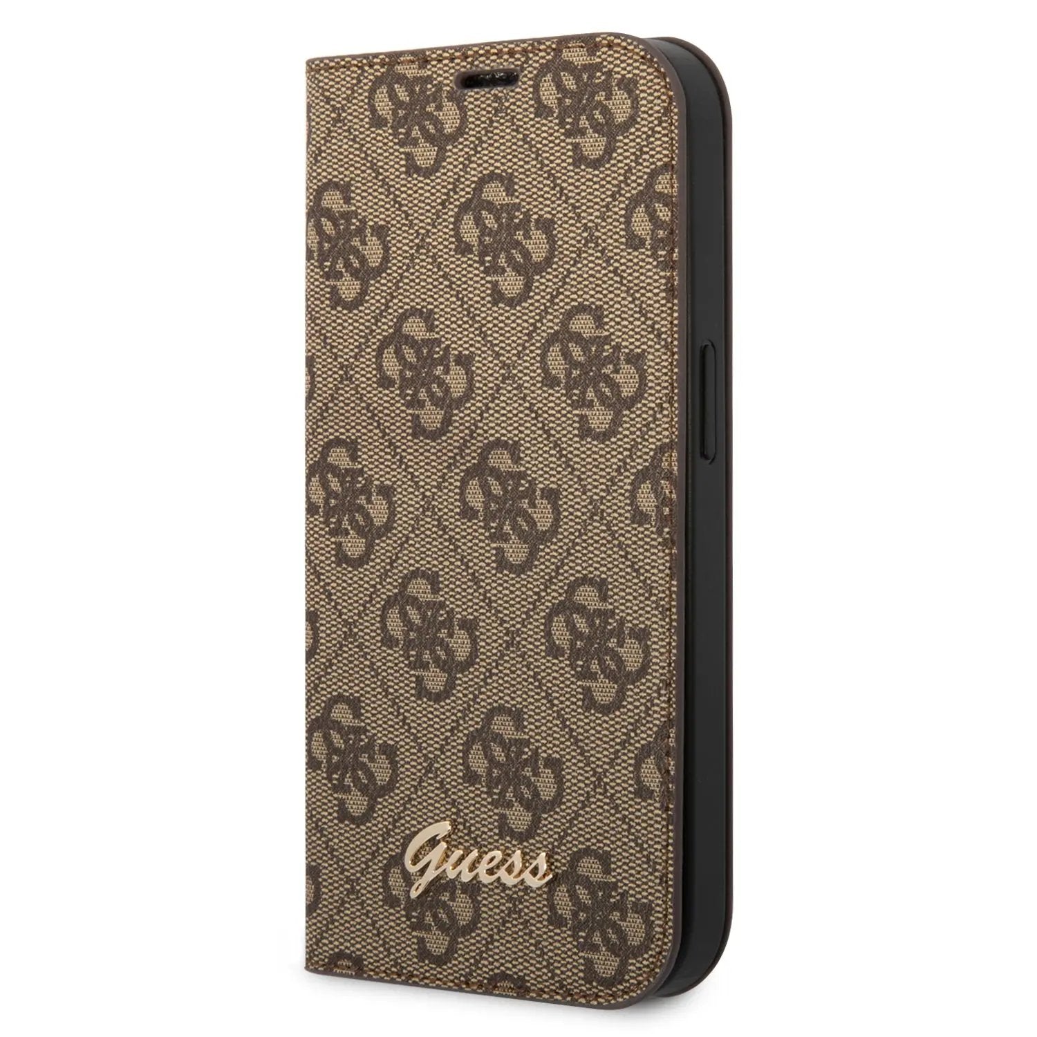 Guess “4g Logo Collection” Script Metal Logo Θήκη Προστασίας Απο Δερματινη Τυπου Folio – Iphone 14 Pro Max (καφε) – PhoneBazaar
