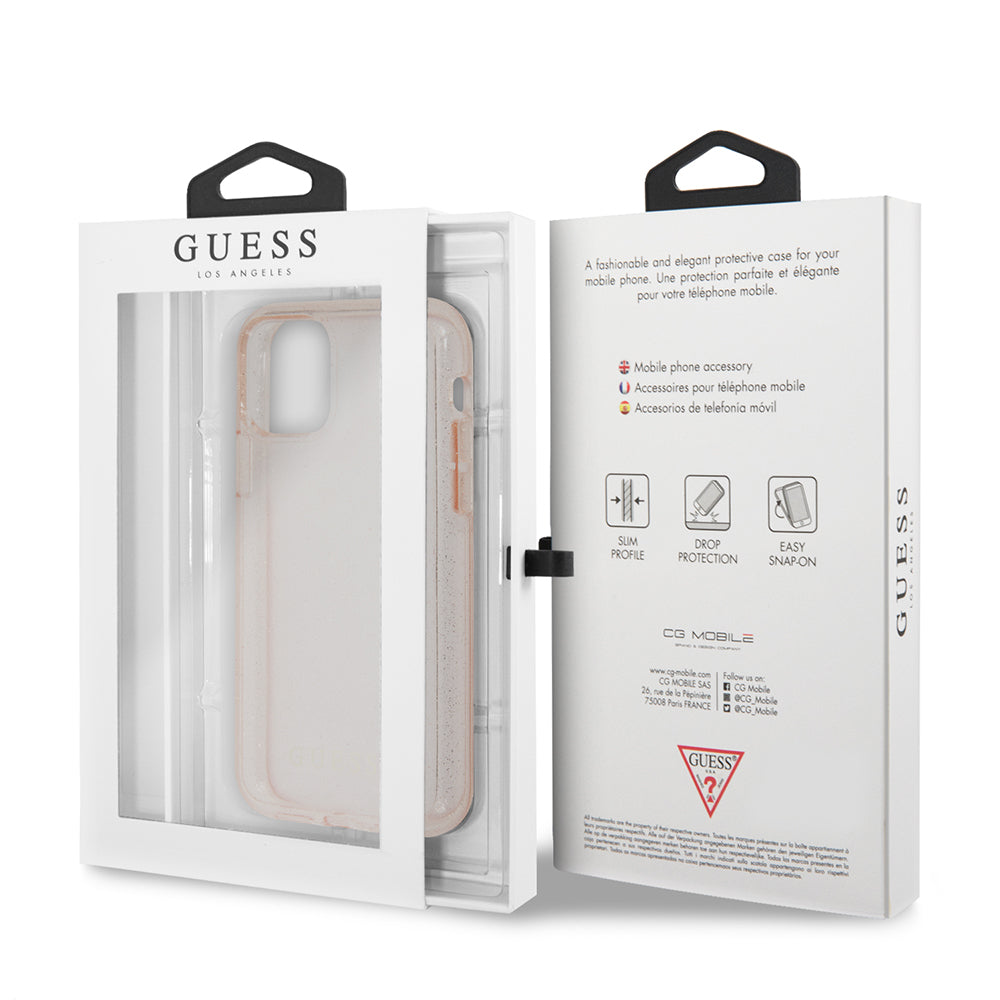 Guess "Glitter Collection" Θήκη προστασίας από σιλικόνη – iPhone 11 Pro (Clear/Glitter Pink)