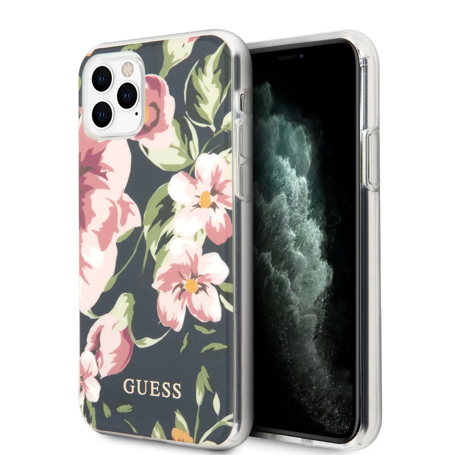 Guess "Flower Collection" Θήκη προστασίας από σιλικόνη – iPhone 11 Pro Max (Navy/Floral) – PhoneBazaar