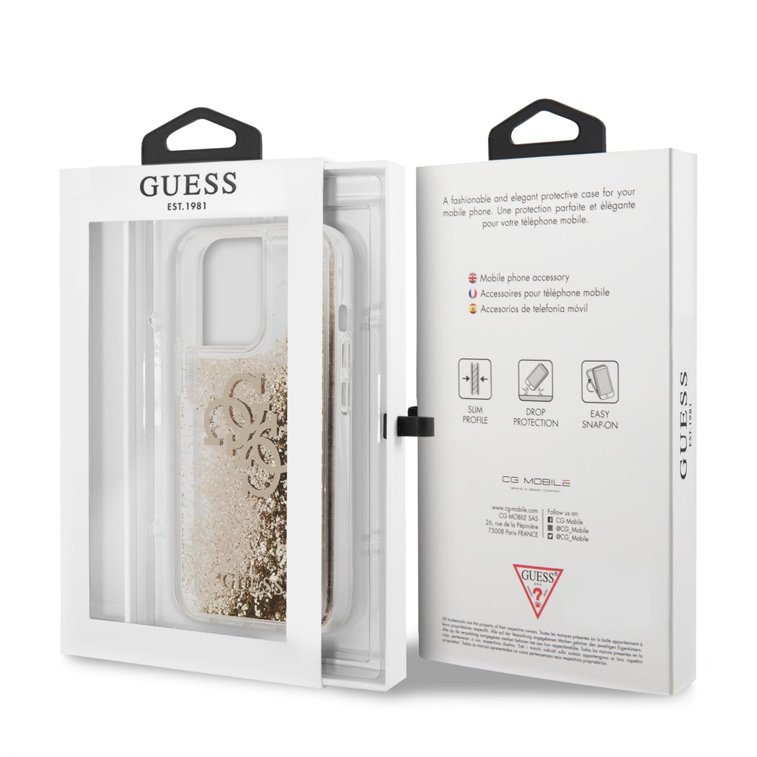 Guess "4G Logo Collection" Θήκη προστασίας – iPhone 13 Pro (Clear/Glitter Gold)