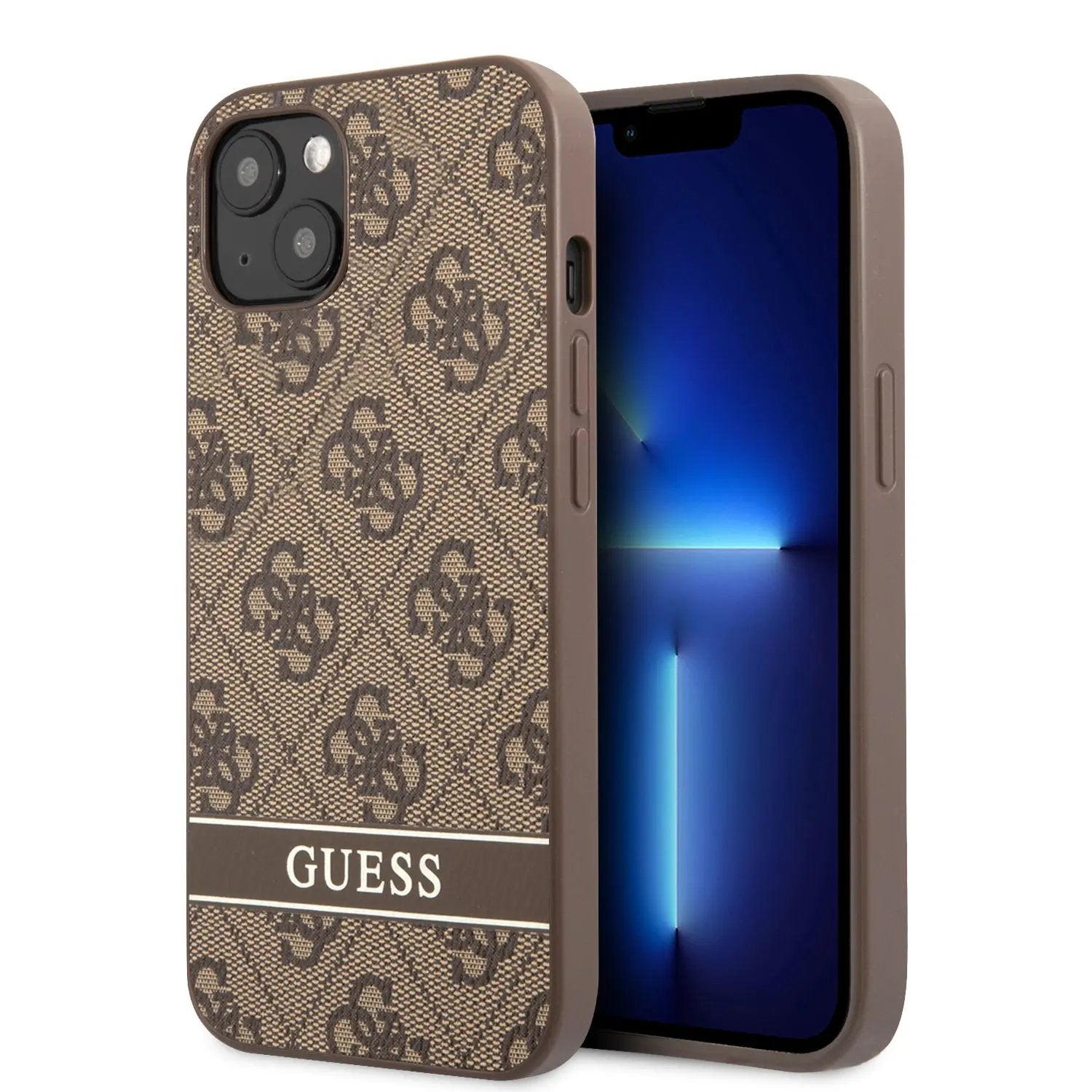 Guess "4g Logo Collection" Printed Stripe Θήκη Προστασίας Απο Δερματινη – Iphone 13 (καφε) – PhoneBazaar