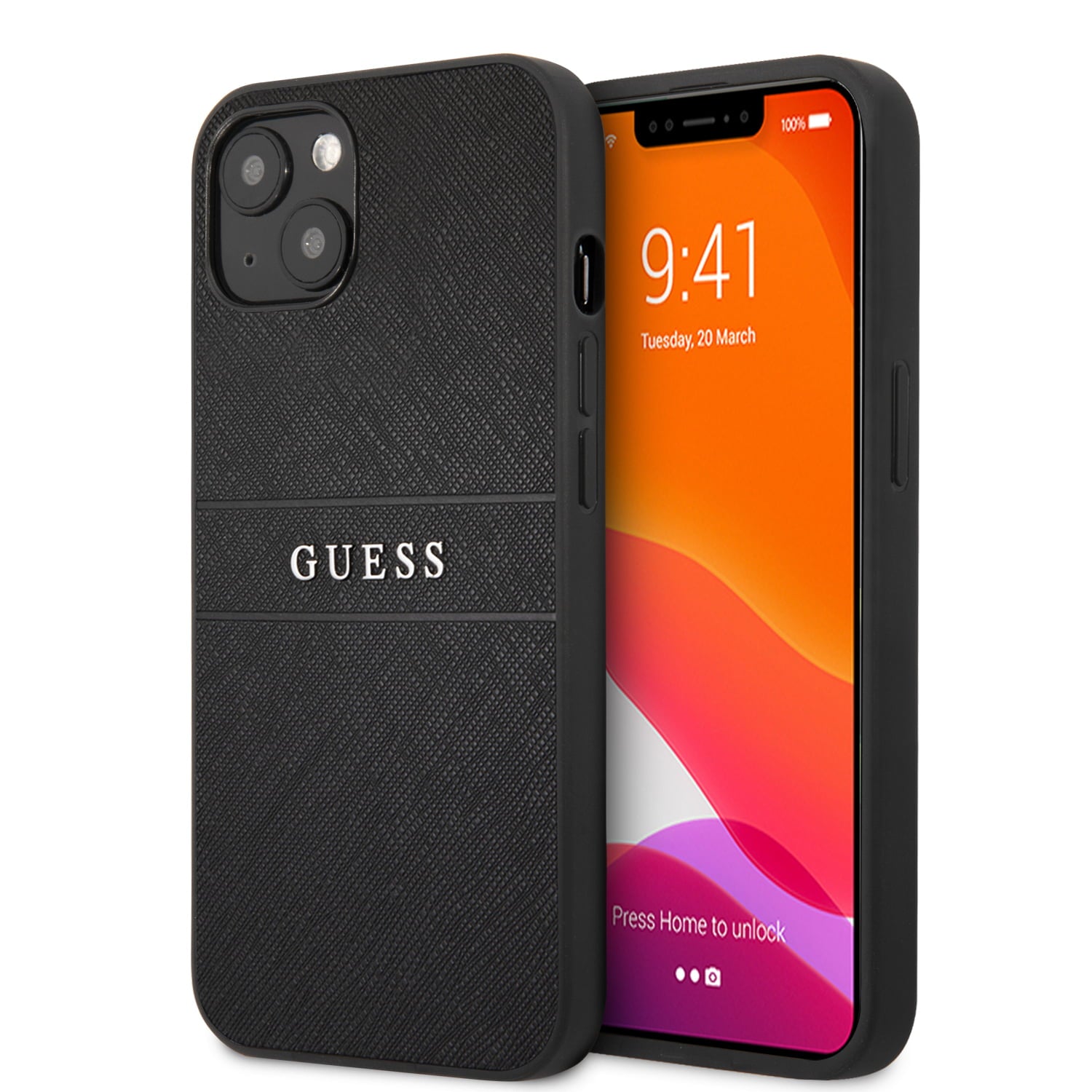 Guess Saffiano Hard Case Θήκη προστασίας από δερματίνη – iPhone 13 (Μαύρο) – PhoneBazaar