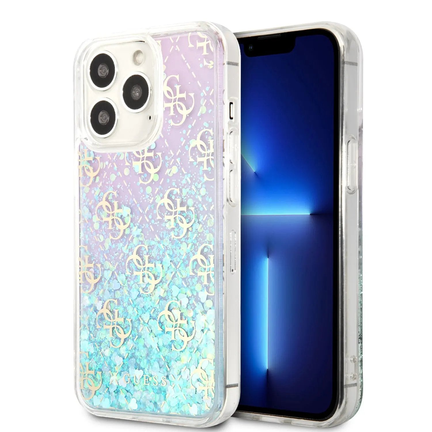 Guess "4g Logo Collection" Θήκη Προστασίας Απο Liquid Glitter Σιλικόνη – Iphone 13 Pro Max (iridescent/pink) – PhoneBazaar