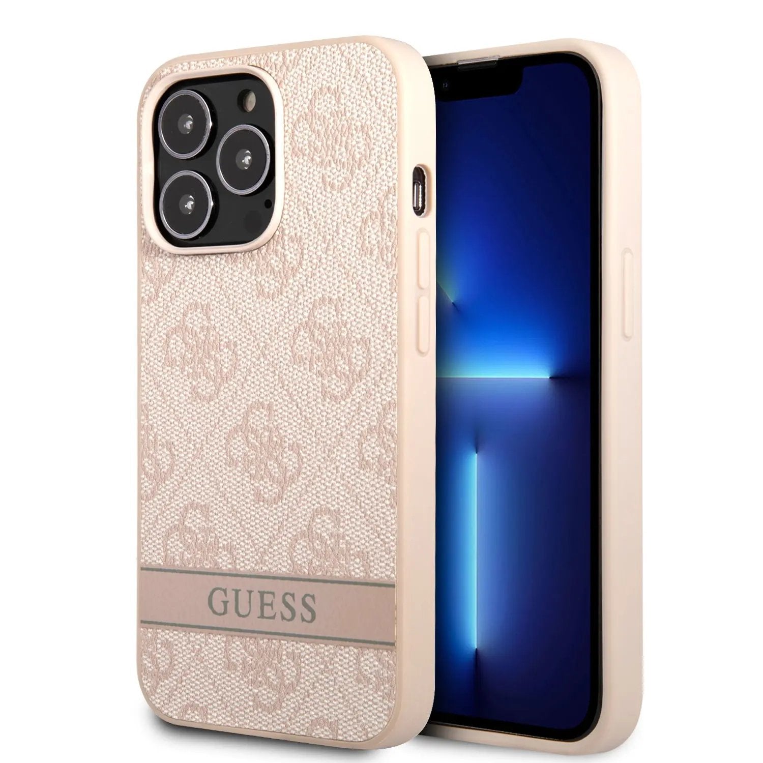 Guess "4g Logo Collection" Printed Stripe Θήκη Προστασίας Απο Δερματινη – Iphone 13 Pro Max (ροζ) – PhoneBazaar