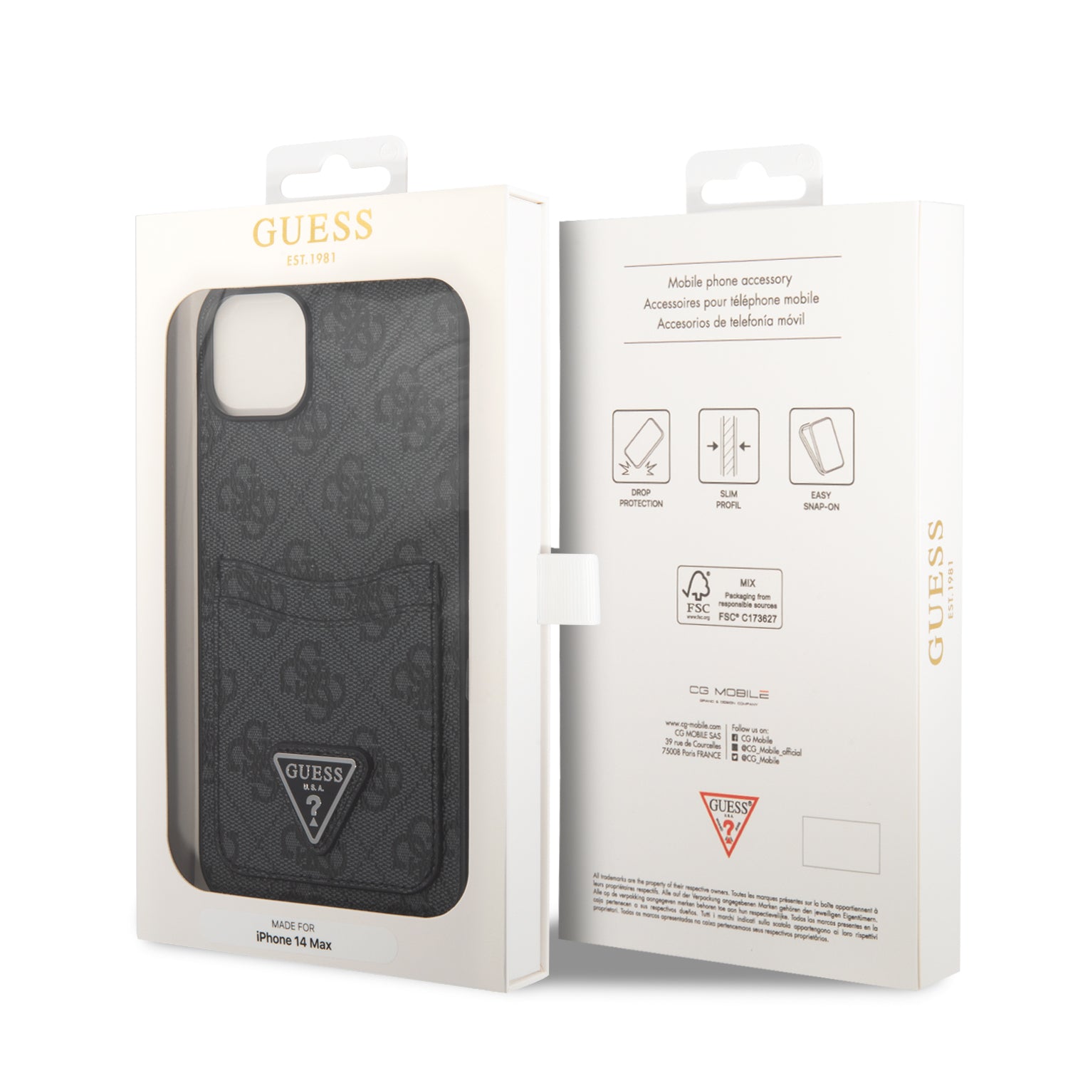 Guess “Triangle Logo Collection” Θήκη προστασίας με υποδοχή για πιστωτικές κάρτες – iPhone 14 Plus (Μαύρο)