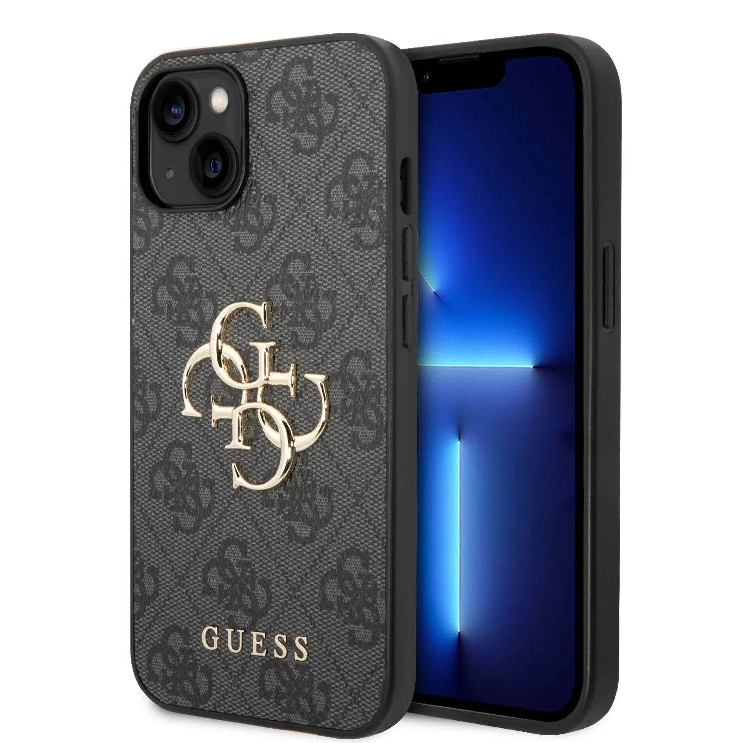 Guess "4g Logo Collection" Hard Case Pu Leather Θήκη Προστασίας Απο Δερματινη – Iphone 14 (γκρι) – PhoneBazaar