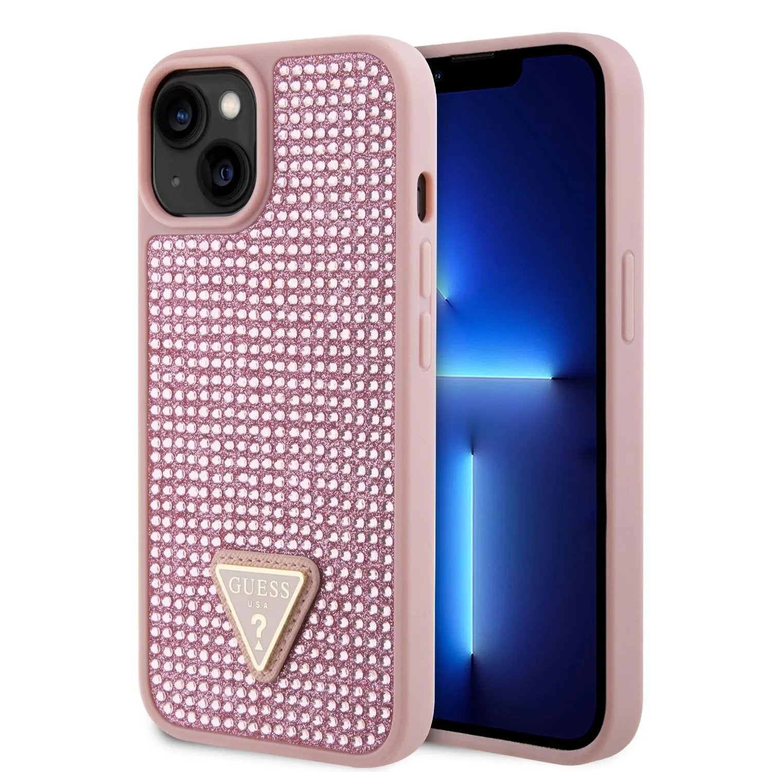 Guess “rhinestones Triangle Metal Logo Collection” Θήκη Προστασίας Για Iphone 14 (ροζ) – PhoneBazaar