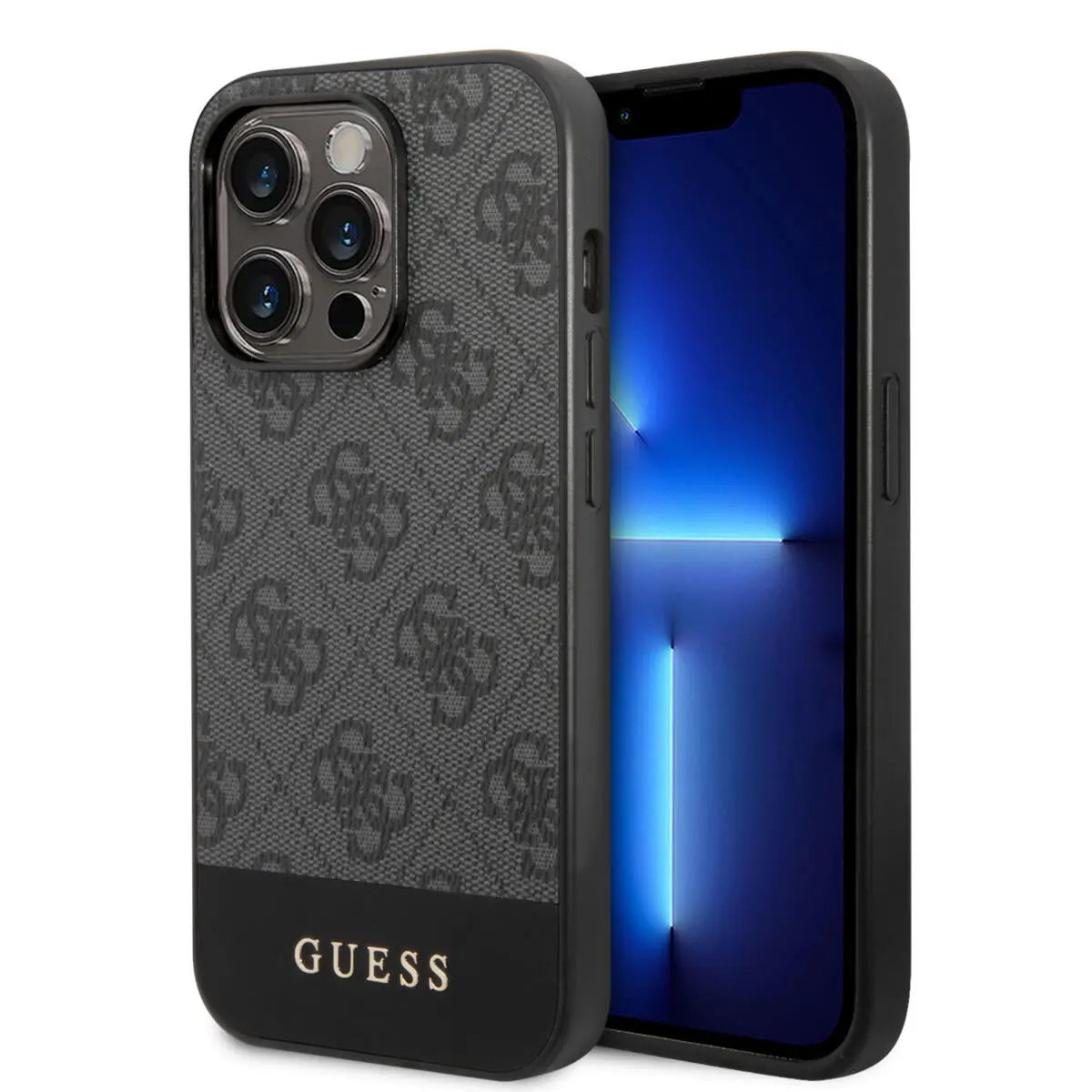 Guess "4g Logo Collection" Printed Stripe Θήκη Προστασίας Απο Δερματινη – Iphone 14 Pro Max (γκρι) – PhoneBazaar