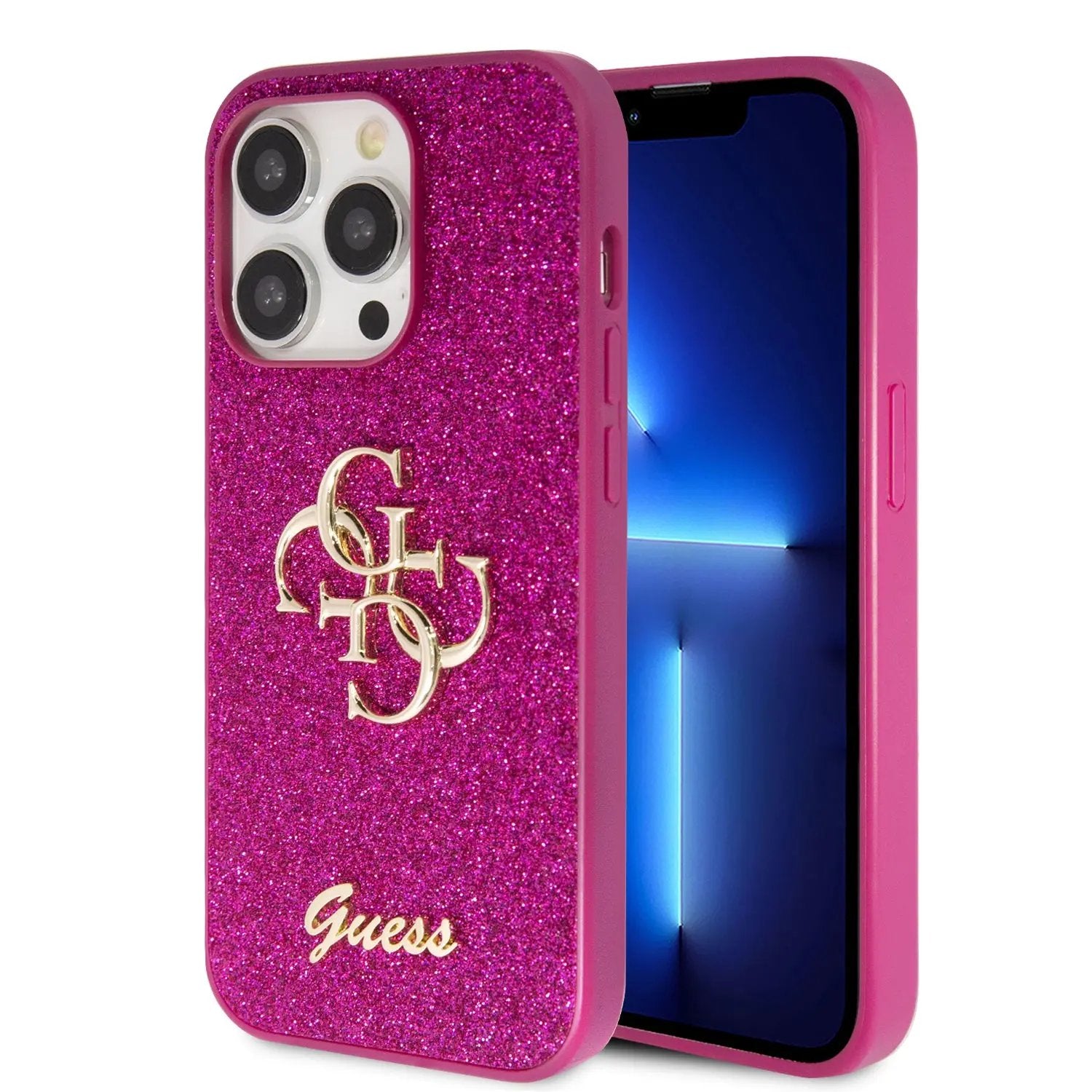 Guess Fixed Glitter 4G Logo Case Θήκη προστασίας από σιλικόνη – iPhone 15 Pro (Purple – GUHCP15LHG4SGU) – PhoneBazaar