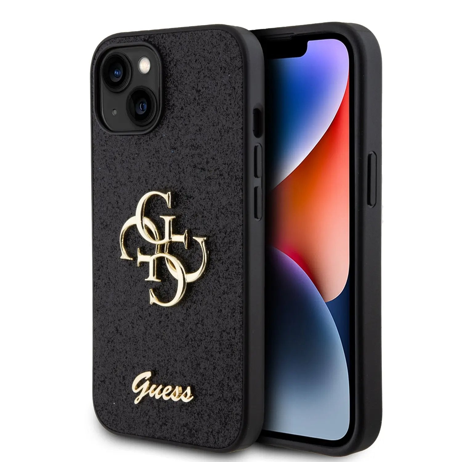 Guess Fixed Glitter 4G Logo Case Θήκη προστασίας από σιλικόνη – iPhone 15 (Black – GUHCP15SHG4SGK) – PhoneBazaar