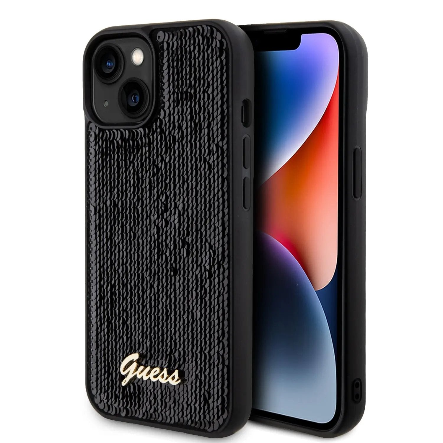 Guess "Sequin Script Metal" Hard Case iPhone 15 (Black – GUHCP15SPSFDGSK) – PhoneBazaar