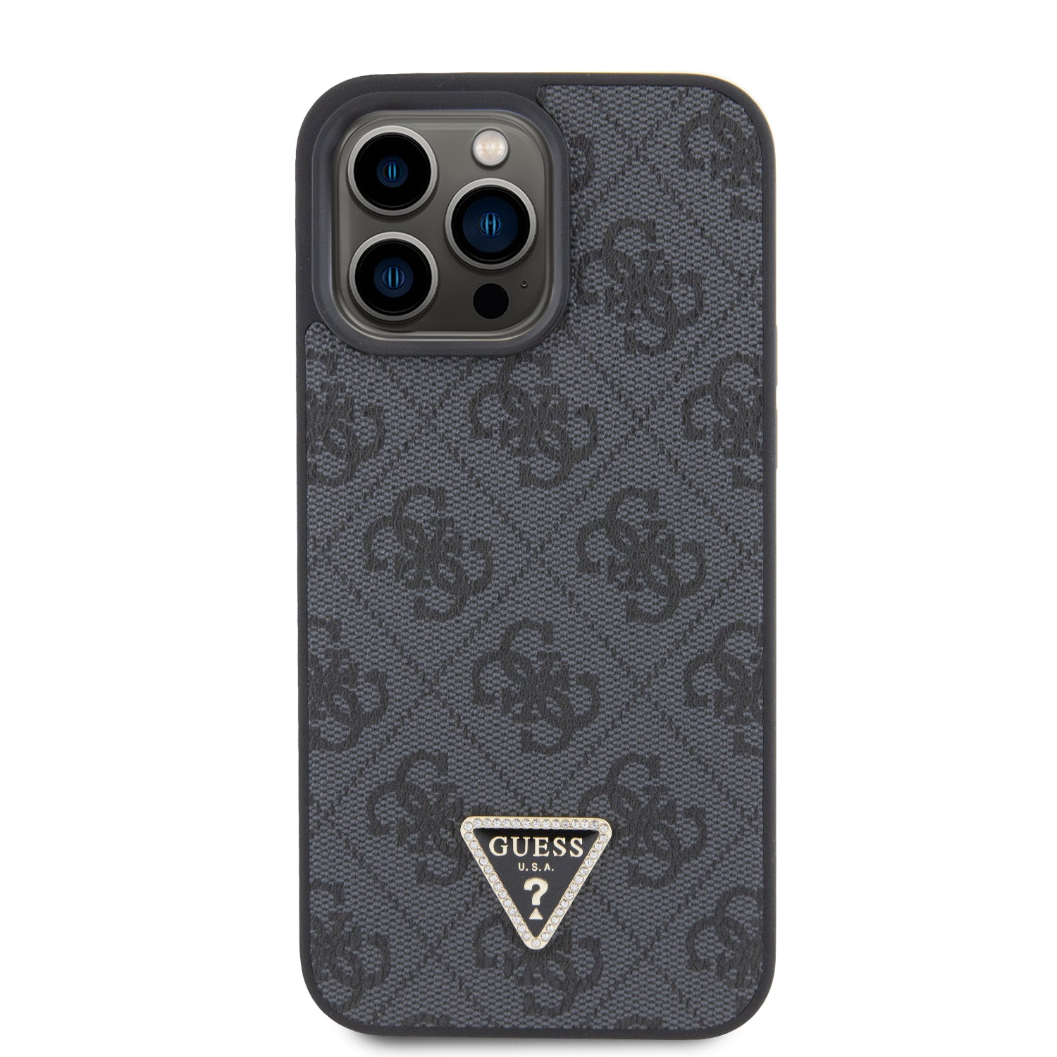 Guess “4G Metal Logo Strass Collection” Crossbody Case Θήκη προστασίας από δερματίνη με λουράκι – iPhone 15 Pro (Μαύρο – GUHCP15LP4TDSCPK)