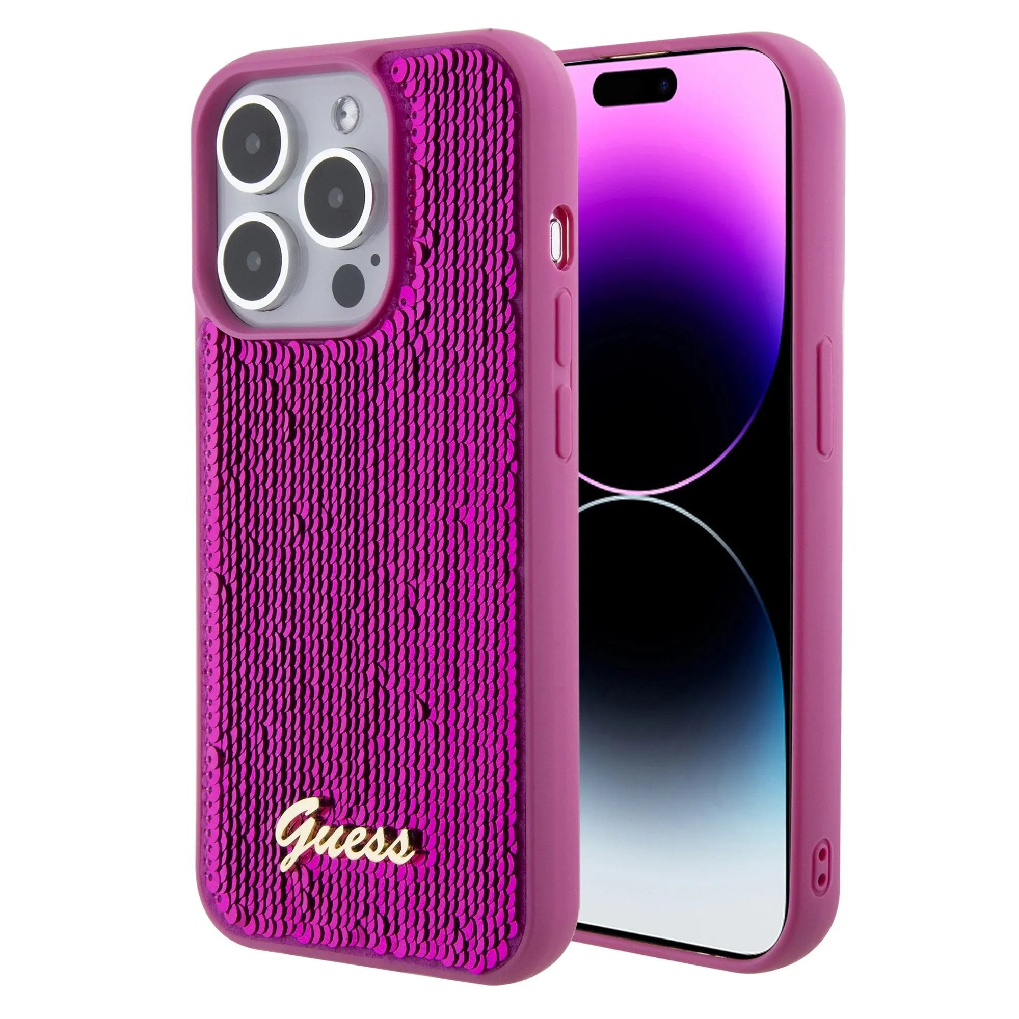 Guess "Sequin Script Metal" Hard Case iPhone 15 Pro Max (Fuchsia – GUHCP15XPSFDGSF) – PhoneBazaar