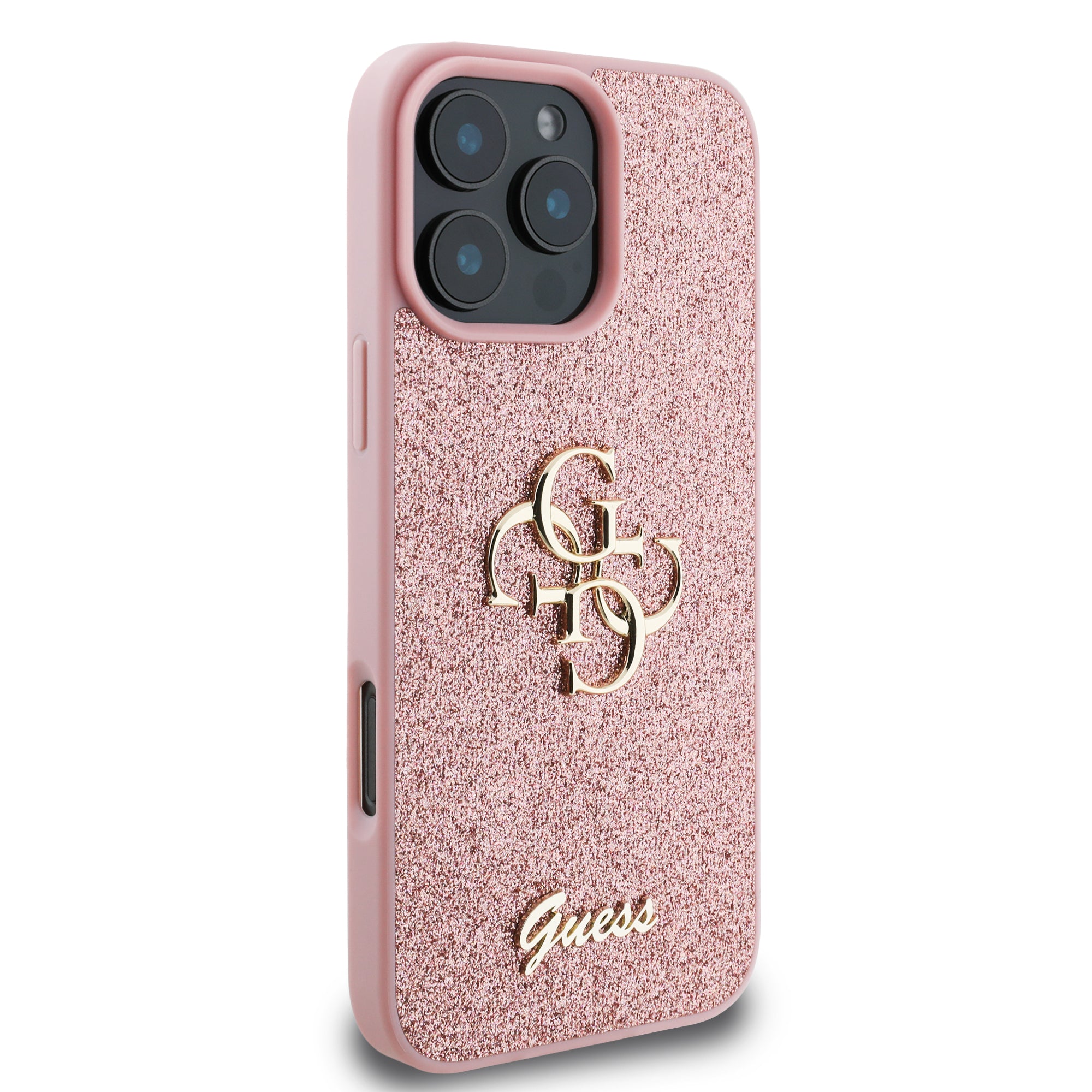 Guess Fixed Glitter Big 4G Logo Case Θήκη προστασίας από σιλικόνη – iPhone 16 Pro (Ροζ – GUHCP16LHG4SGP)