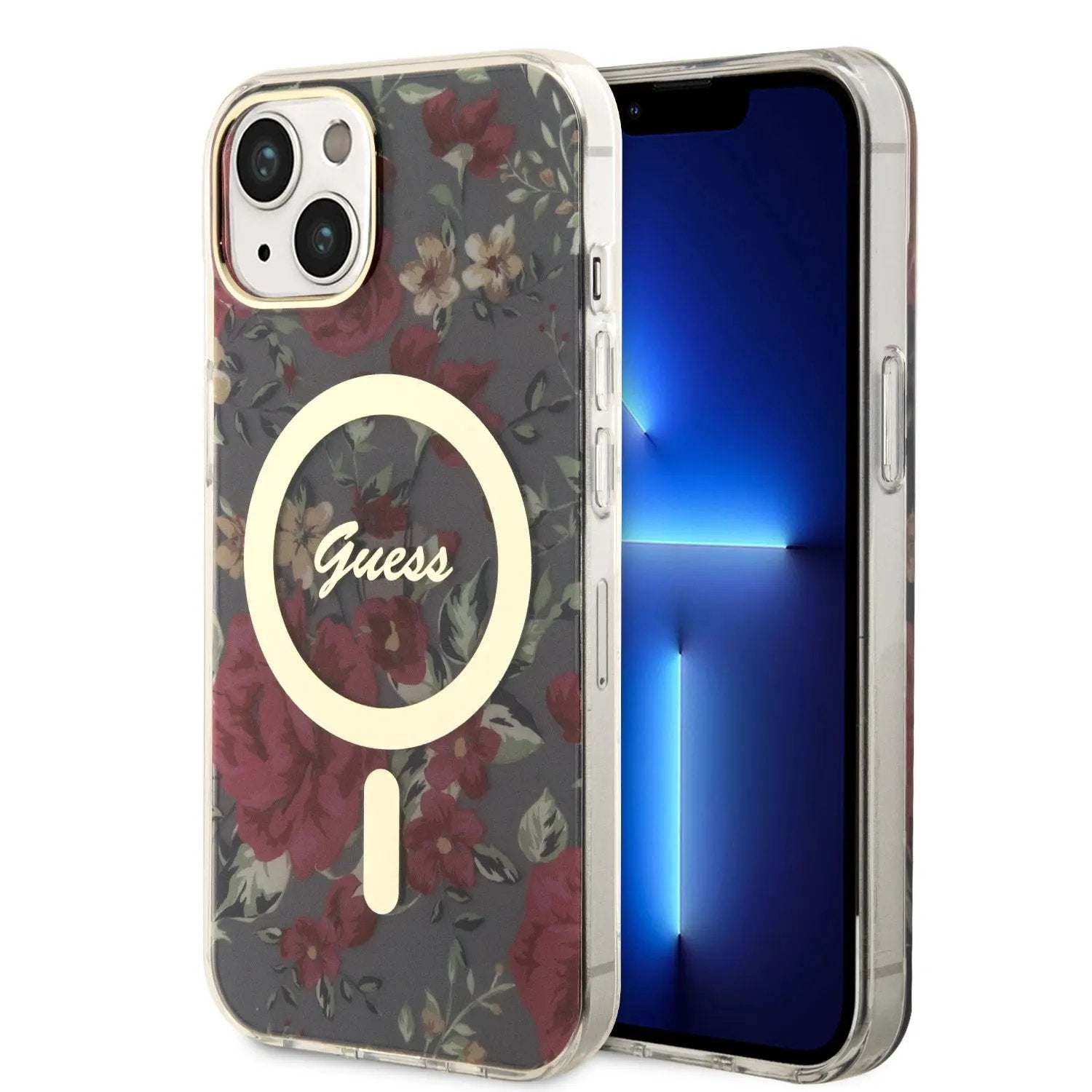 Guess “Flower Collection” MagSafe Hard Case Θήκη προστασίας από σκληρό πλαστικό – iPhone 14 Plus (Χακί – GUHMP14MHCFWSA) – PhoneBazaar