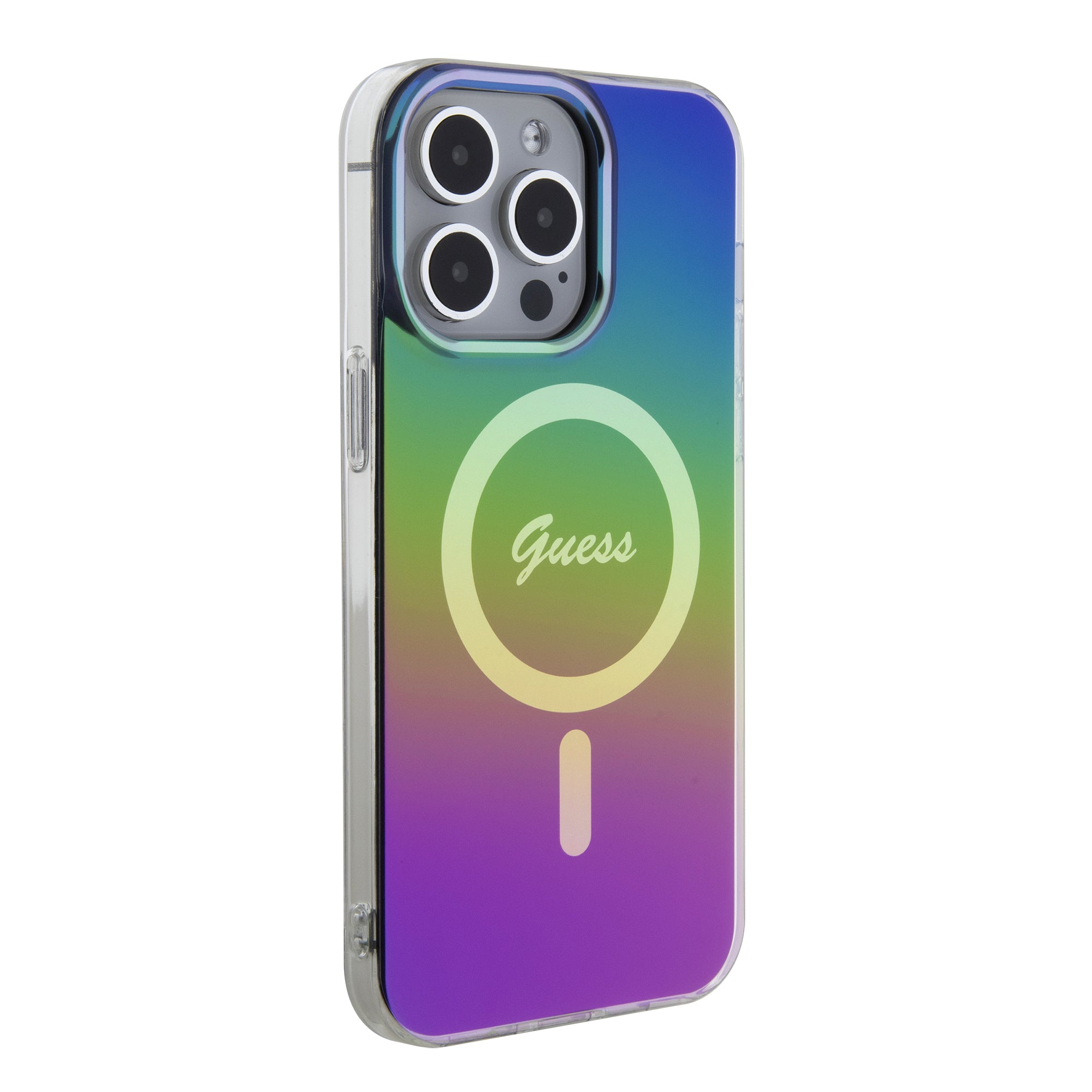 Guess Iridescent Magsafe Case Πολύχρωμη θήκη προστασίας από σκληρό πλαστικό – iPhone 15 Pro (Rainbow Black – GUHMP15LHITSK)