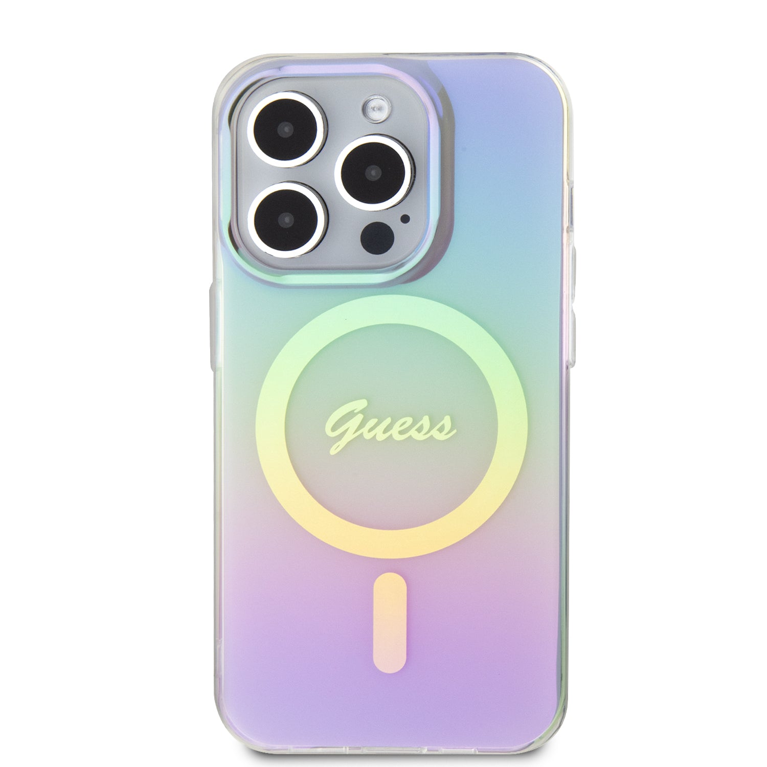 Guess Iridescent Magsafe Case Πολύχρωμη θήκη προστασίας από σκληρό πλαστικό – iPhone 15 Pro (Rainbow Purple – GUHMP15LHITSU)