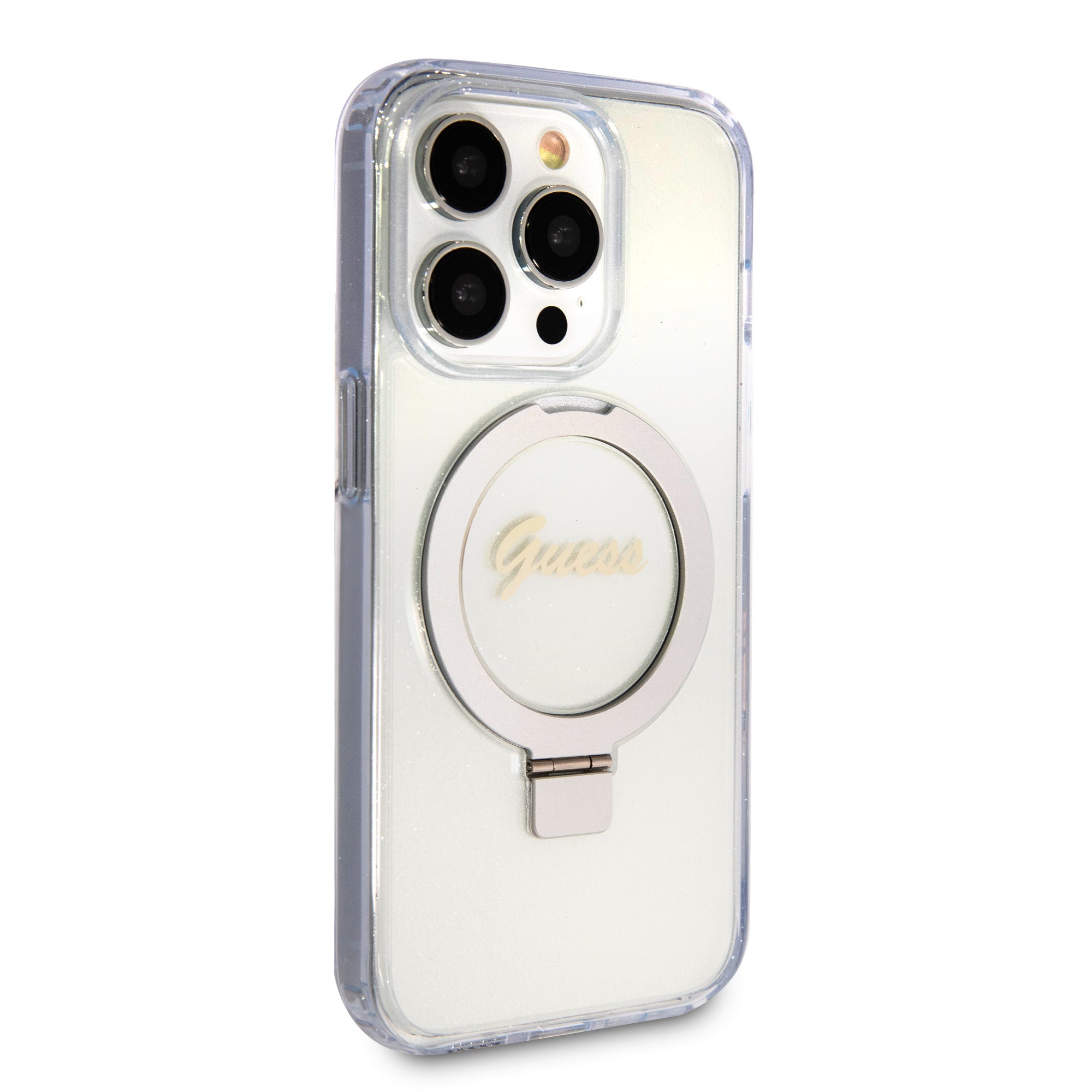 Guess MagSafe Ring Stand Glitter Hard Case Θήκη προστασίας από σιλικόνη – iPhone 15 Pro Max (Διάφανη – GUHMP15XHRSGSD)
