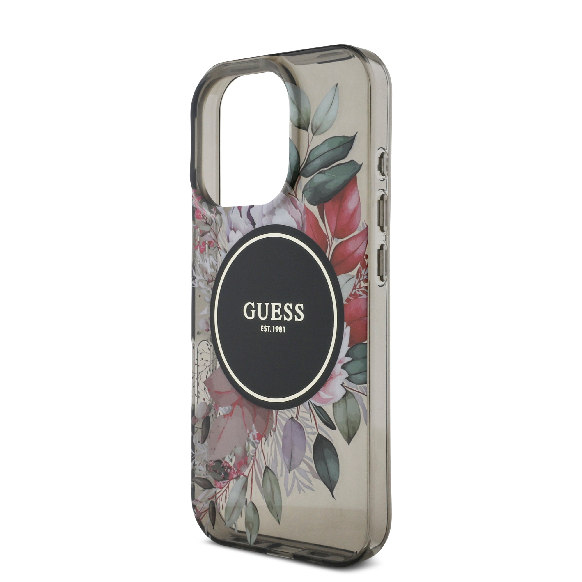 Guess Magsafe “Flowers with Pearl Strap” Hard Case Θήκη προστασίας από σκληρό πλαστικό – iPhone 16 Pro (Μαύρο – GUHMP16LHFWBRCESK)