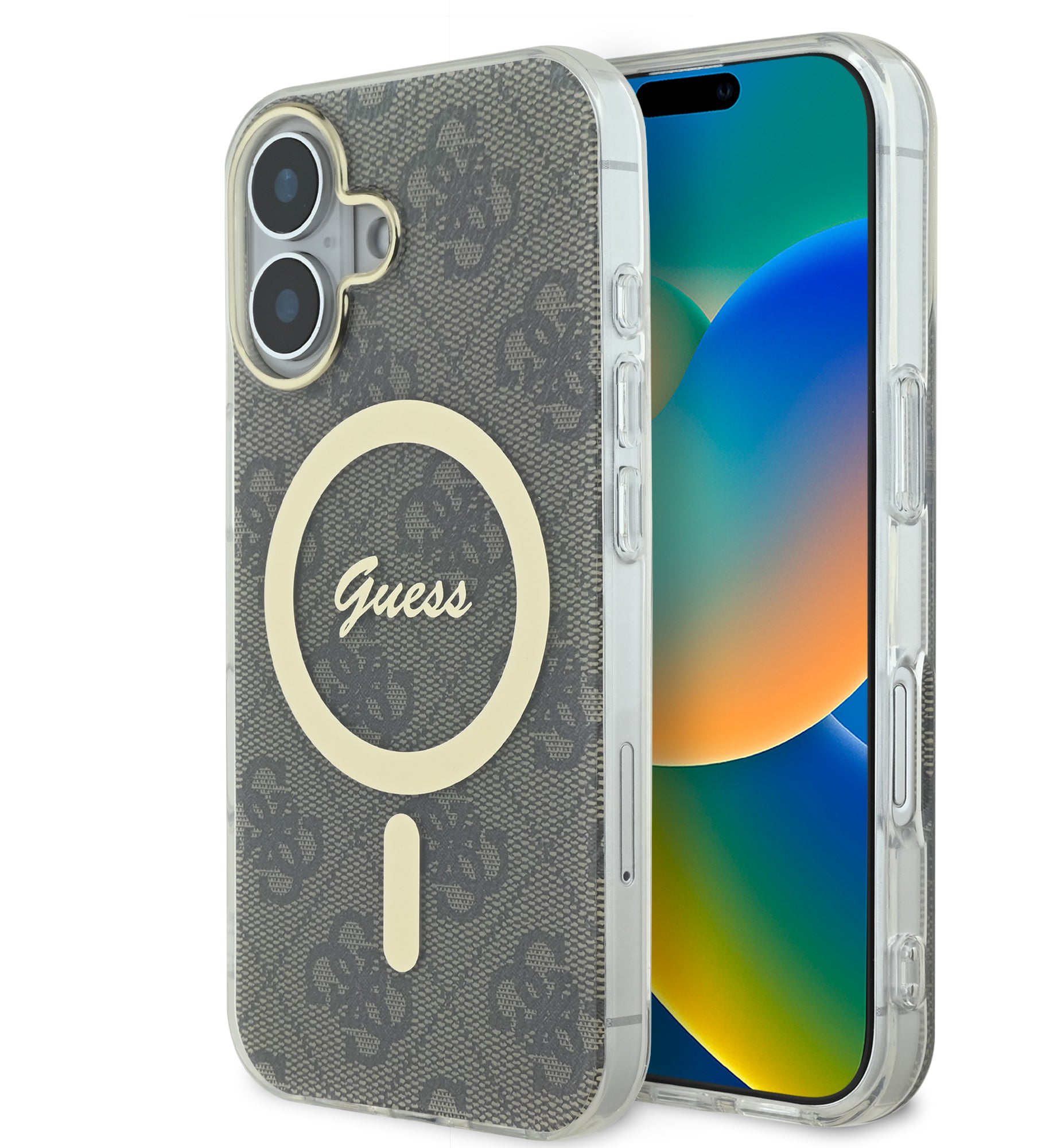 Guess Magsafe “4G Logο” Hard Case Ημιδιάφανη Θήκη προστασίας από σκληρό πλαστικό – iPhone 16 (Διάφανο/Καφέ – GUHMP16SH4STW) – PhoneBazaar
