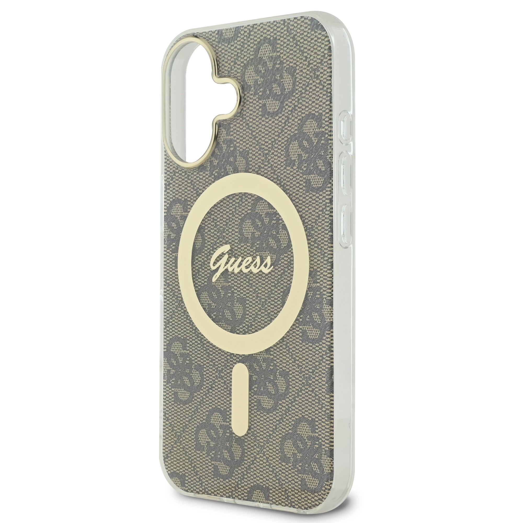 Guess Magsafe “4G Logο” Hard Case Ημιδιάφανη Θήκη προστασίας από σκληρό πλαστικό – iPhone 16 (Διάφανο/Καφέ – GUHMP16SH4STW)