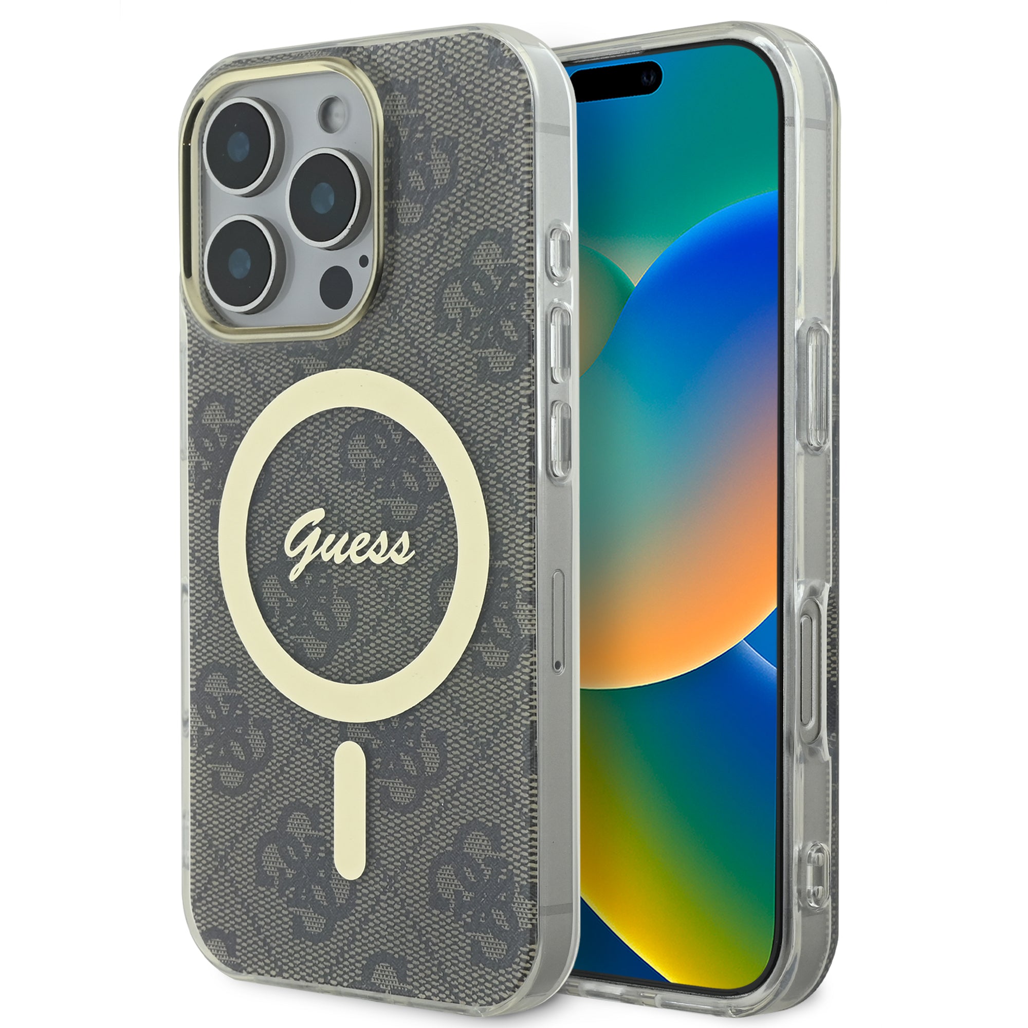 Guess Magsafe “4G Logο” Hard Case Ημιδιάφανη Θήκη προστασίας από σκληρό πλαστικό – iPhone 16 Pro Max (Διάφανο/Καφέ – GUHMP16XH4STW) – PhoneBazaar