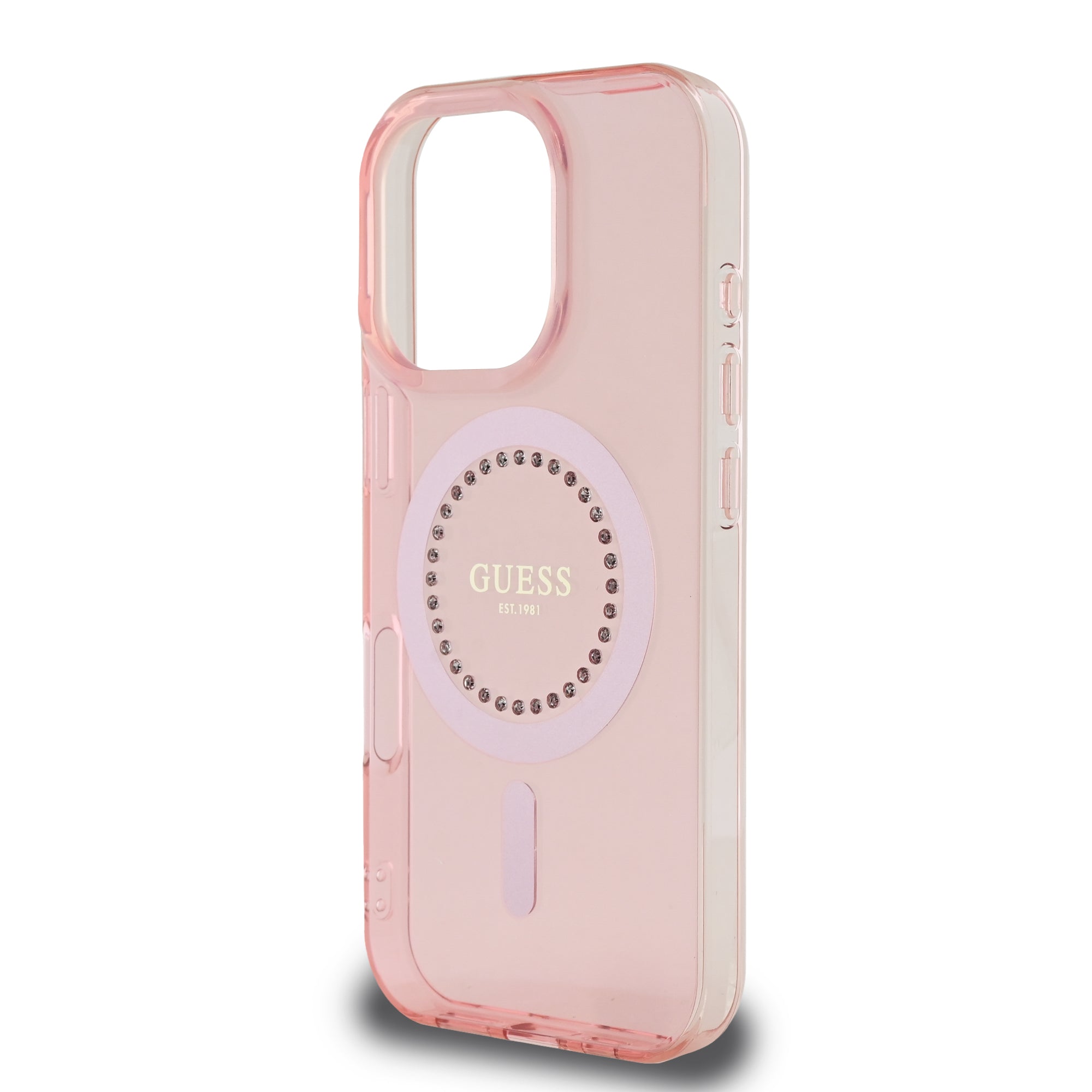 Guess Magsafe “Rhinestones” Hard Case Θήκη προστασίας από σκληρό πλαστικό – iPhone 16 Pro Max (Ροζ – GUHMP16XPFTDTEP)