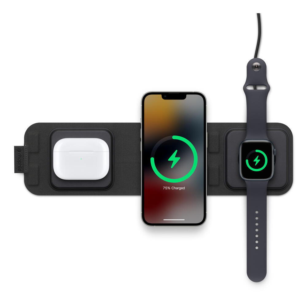 Mophie 2-in-1 Snap+ Travel Charger with Snap Adapter Μαγνητικός πολυφορτιστής ταξιδίου ισχύος 15W σε χρώμα μαύρο/γκρι