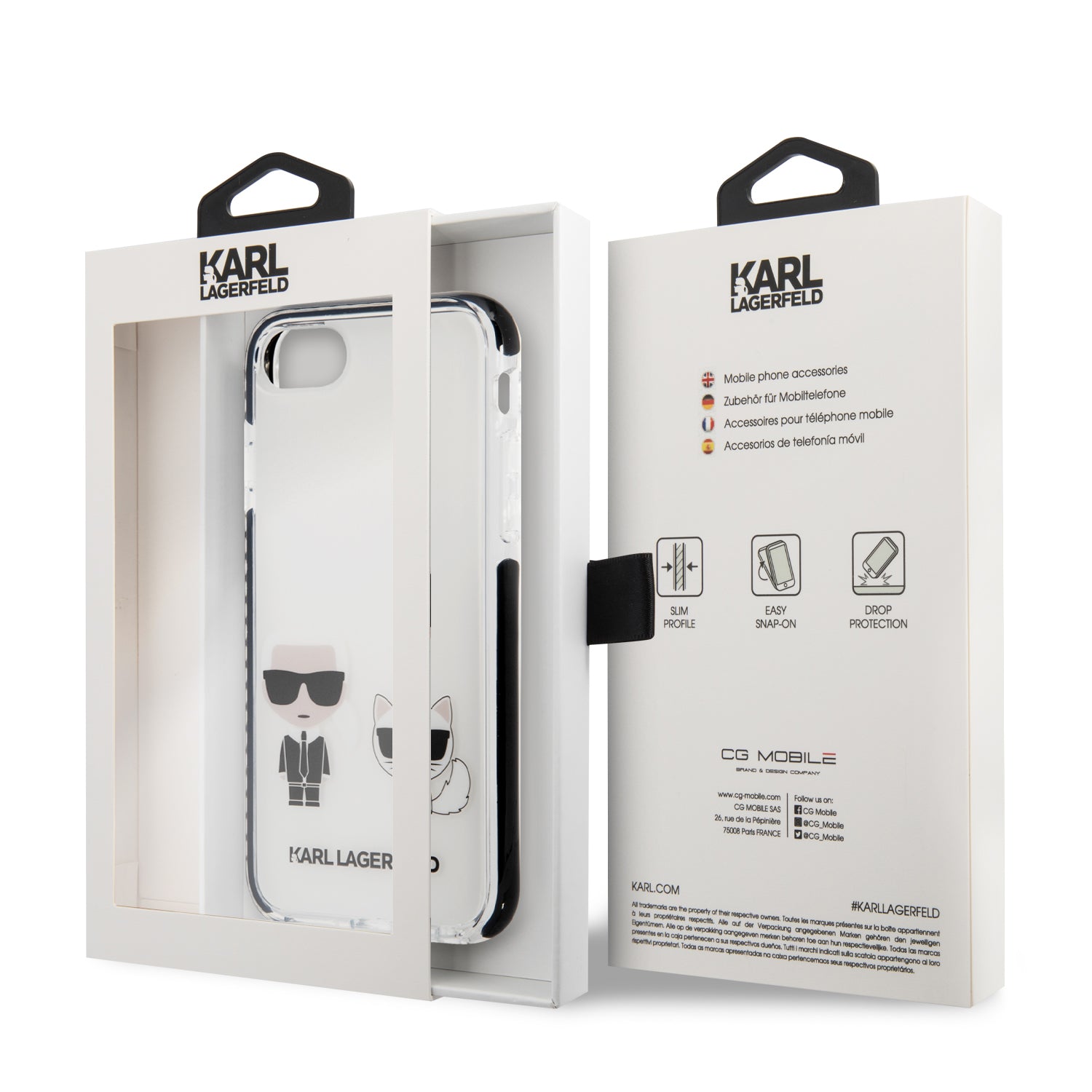 Karl Lagerfeld Ikonik Case “Karl & Choupette” Θήκη προστασίας από σκληρό πλαστικό – iPhone 7/8/SE (Λευκό – KLHCI8TPEKCW)