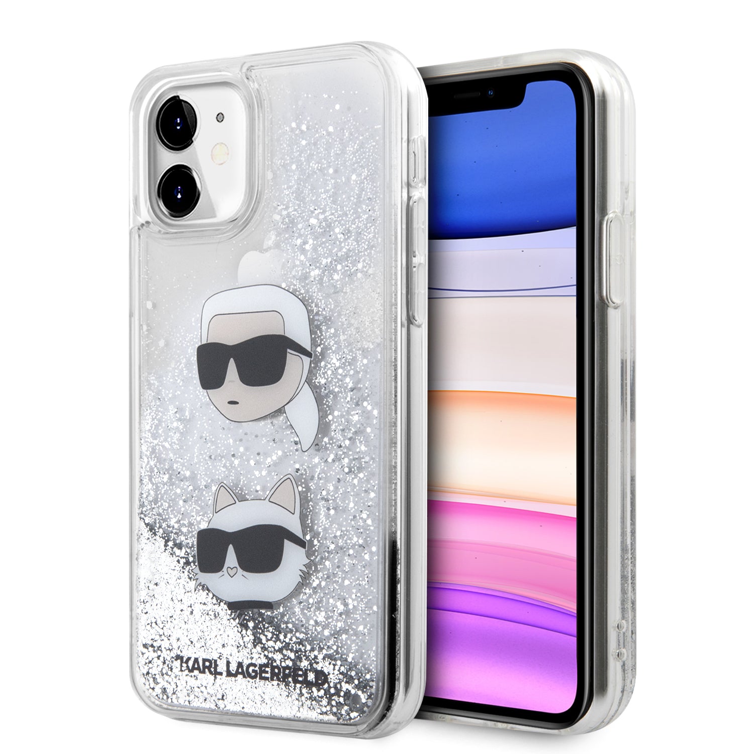 Karl Lagerfeld Karl + Choupette Liquid Glitter Case Θήκη προστασίας από σιλικόνη – iPhone 11 (Black – KLHCN61LDHKCNS) – PhoneBazaar