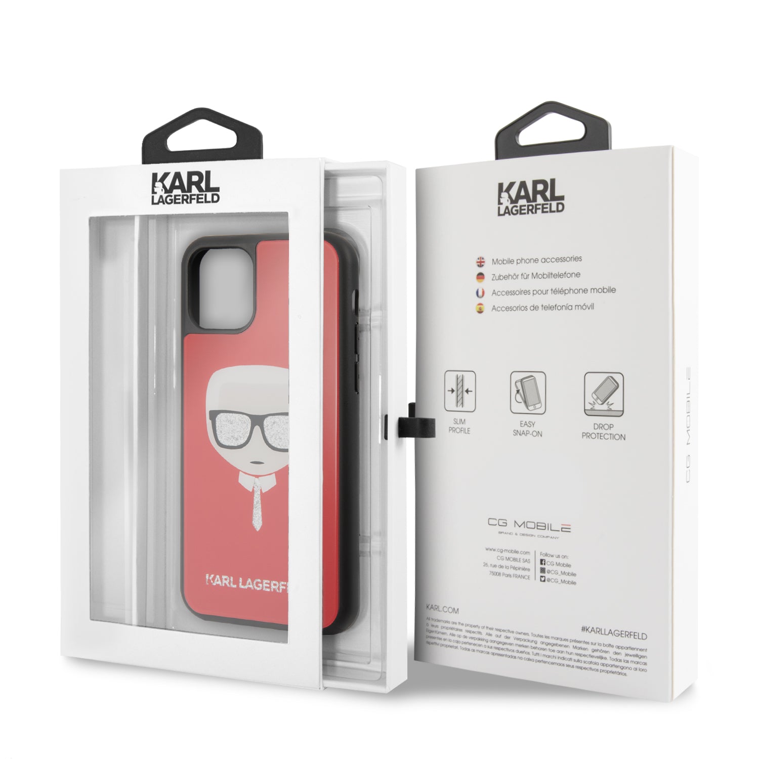 Karl Lagerfeld "Glitter Head" Double Layer Hard Case Θήκη προστασίας –  iPhone 11 Pro Max (Red – KLHCN65DLHRE)